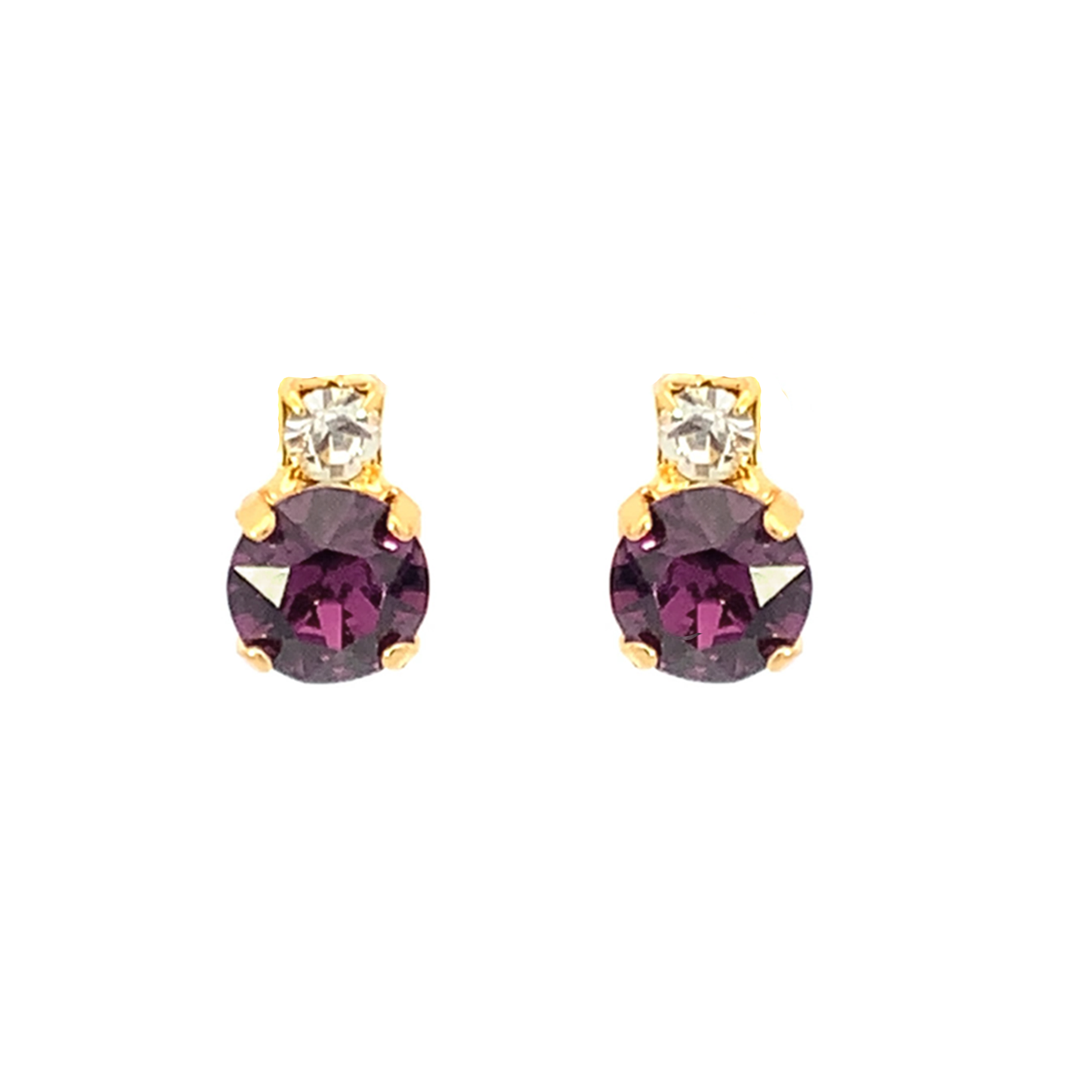 Amethyst stud earrings gold