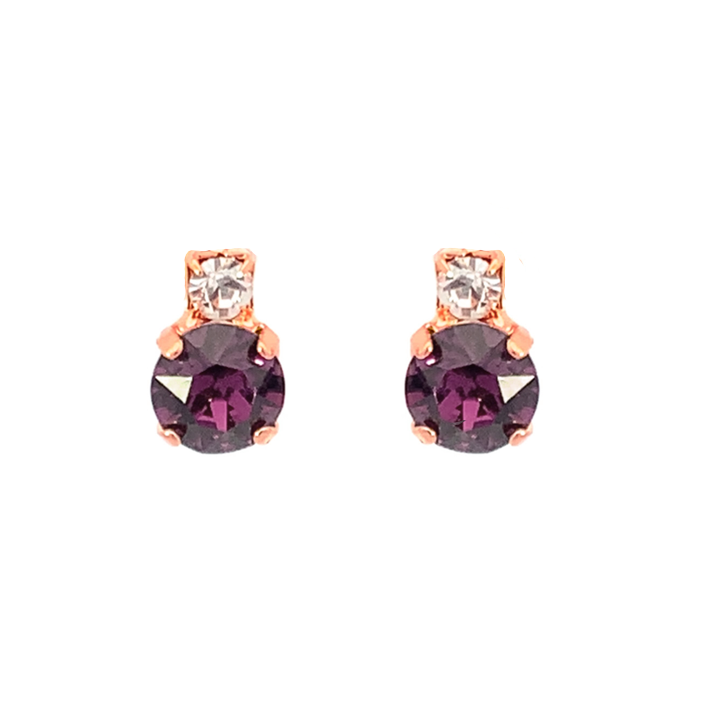 Amethyst stud earrings rose gold