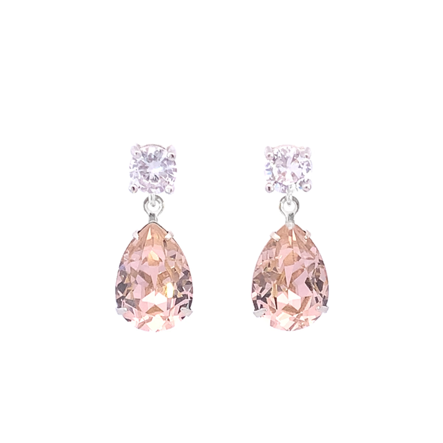 blush pink bridesmaids teardrop earrings silver