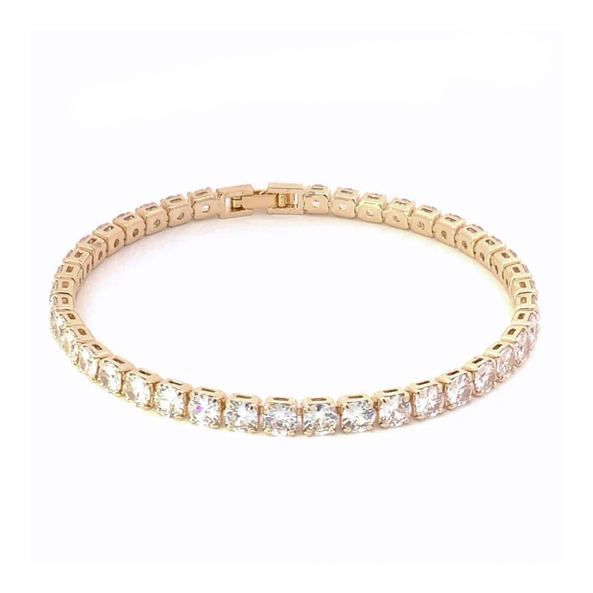 Bridal simulated diamond tennis bracelet gold