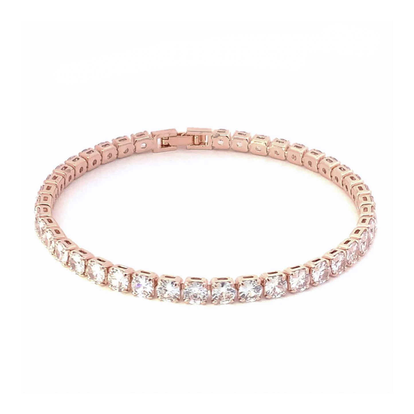 Bridal simulated diamond tennis bracelet rose gold