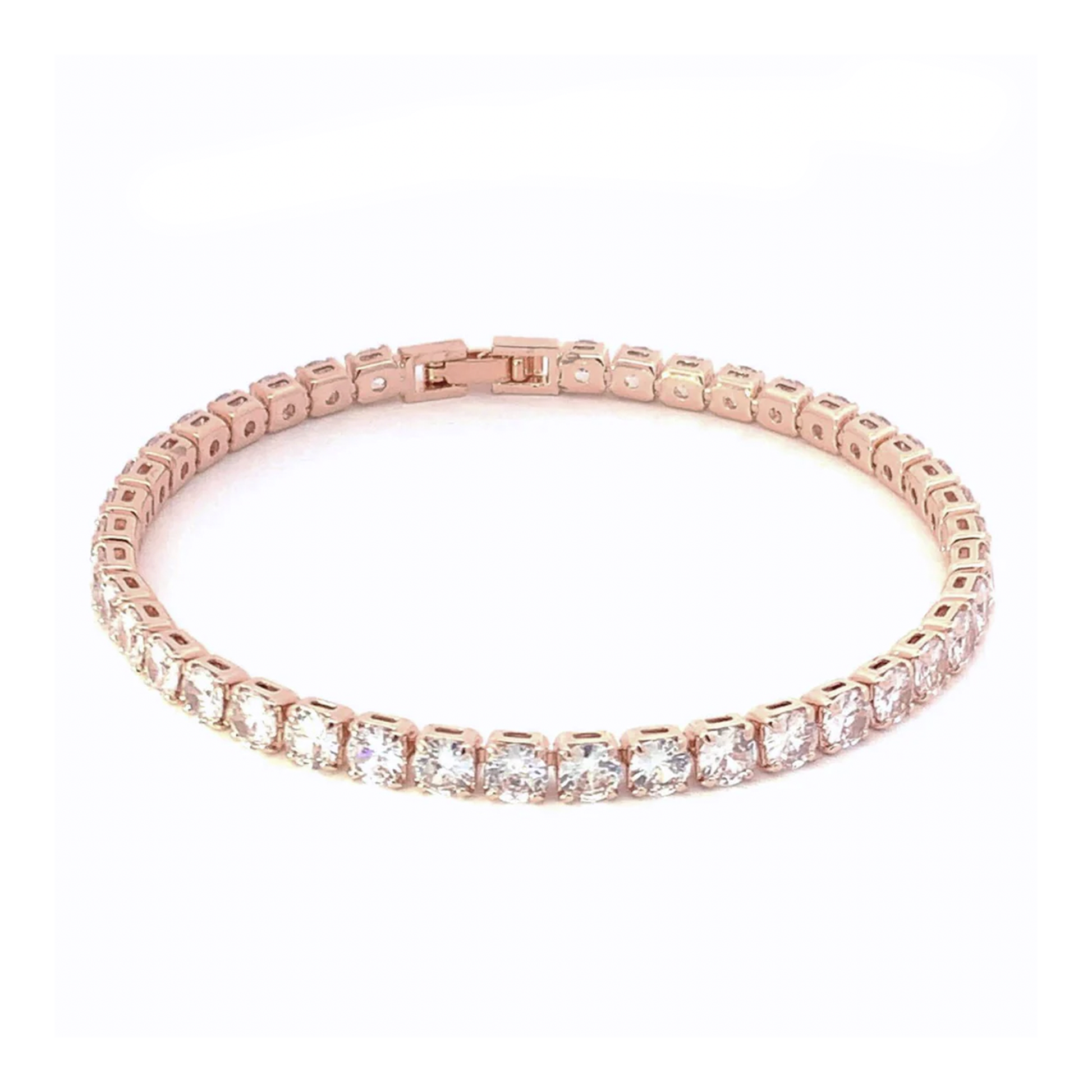 Bridal simulated diamond tennis bracelet rose gold