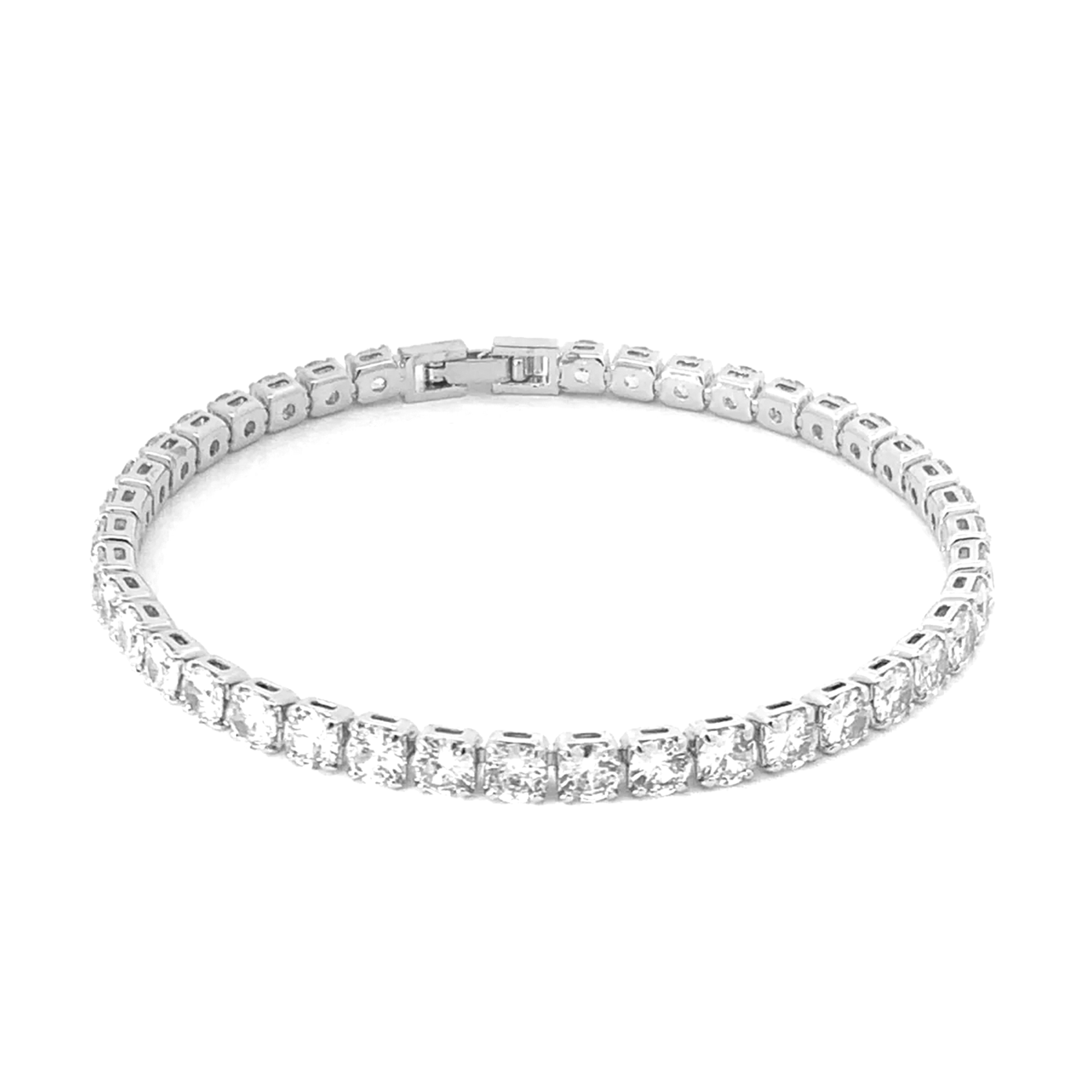 Bridal simulated diamond tennis bracelet silver