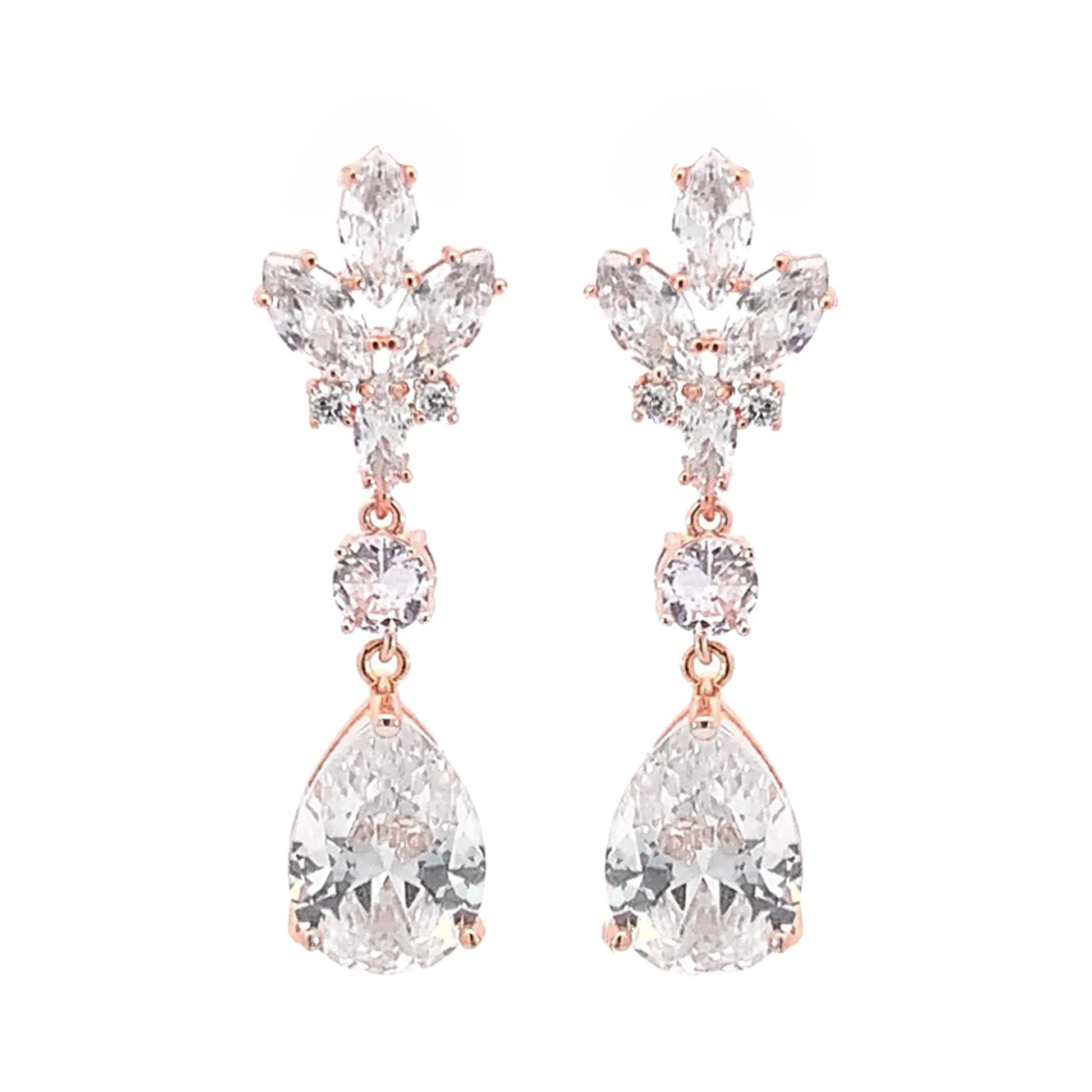 chandelier bridal earrings rose gold