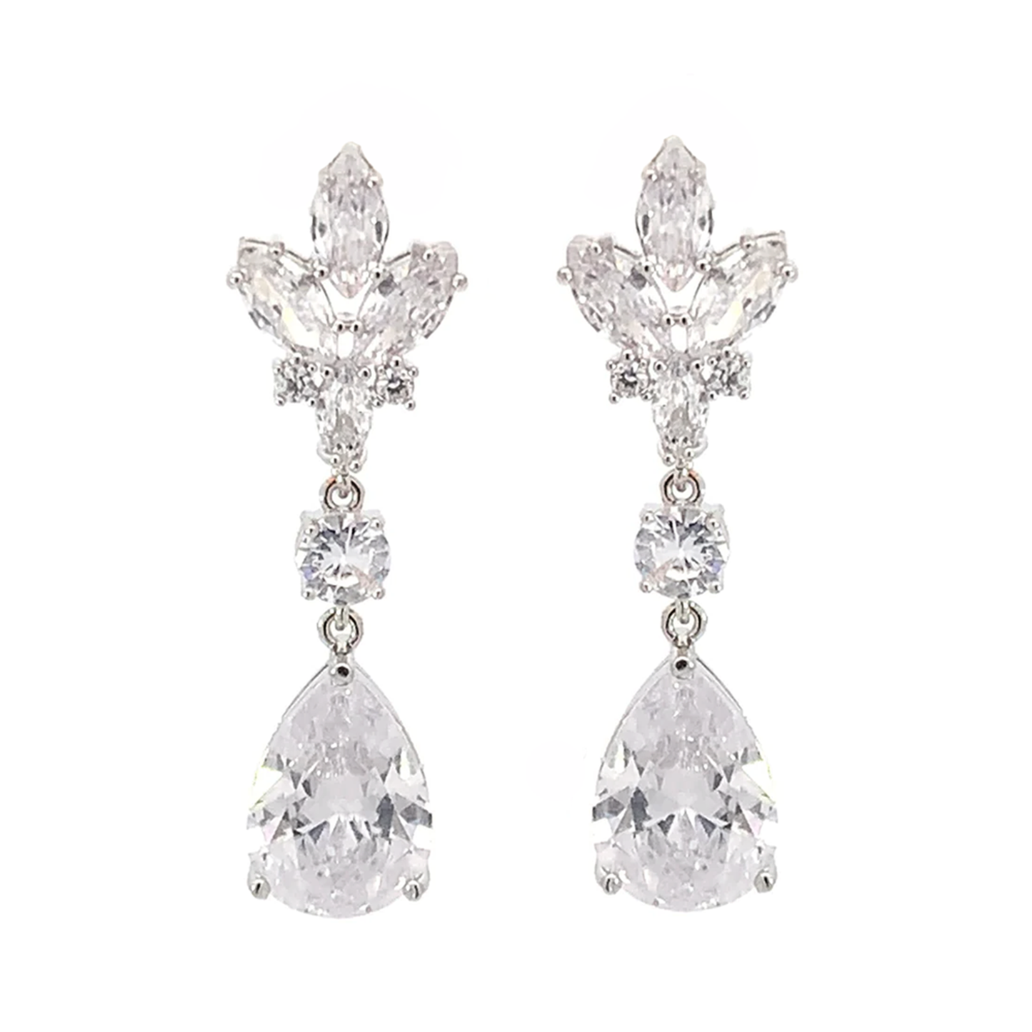 chandelier bridal earrings silver