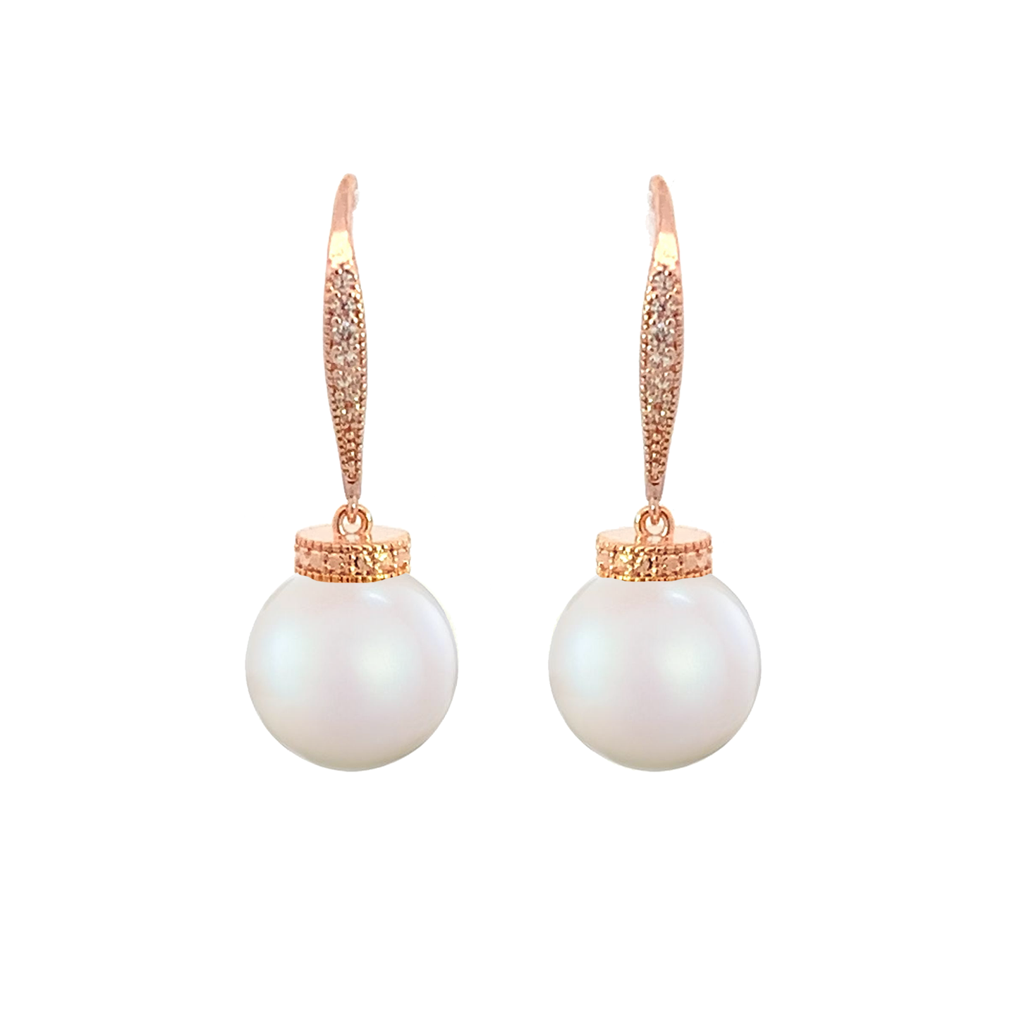 chunky pearl drop earrings rose gold