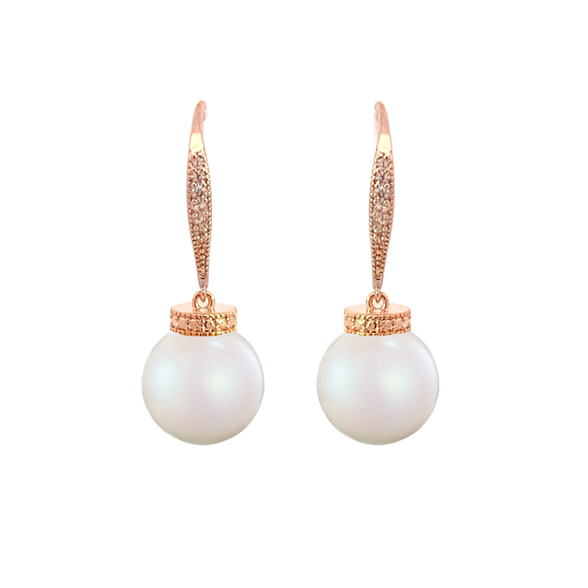 chunky pearl drop earrings rose gold