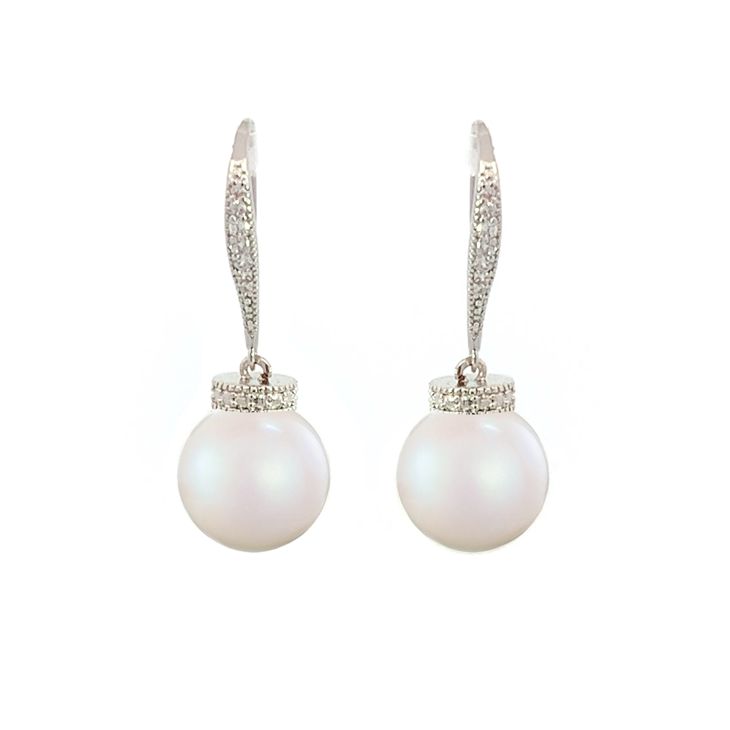 chunky pearl drop earrings silver