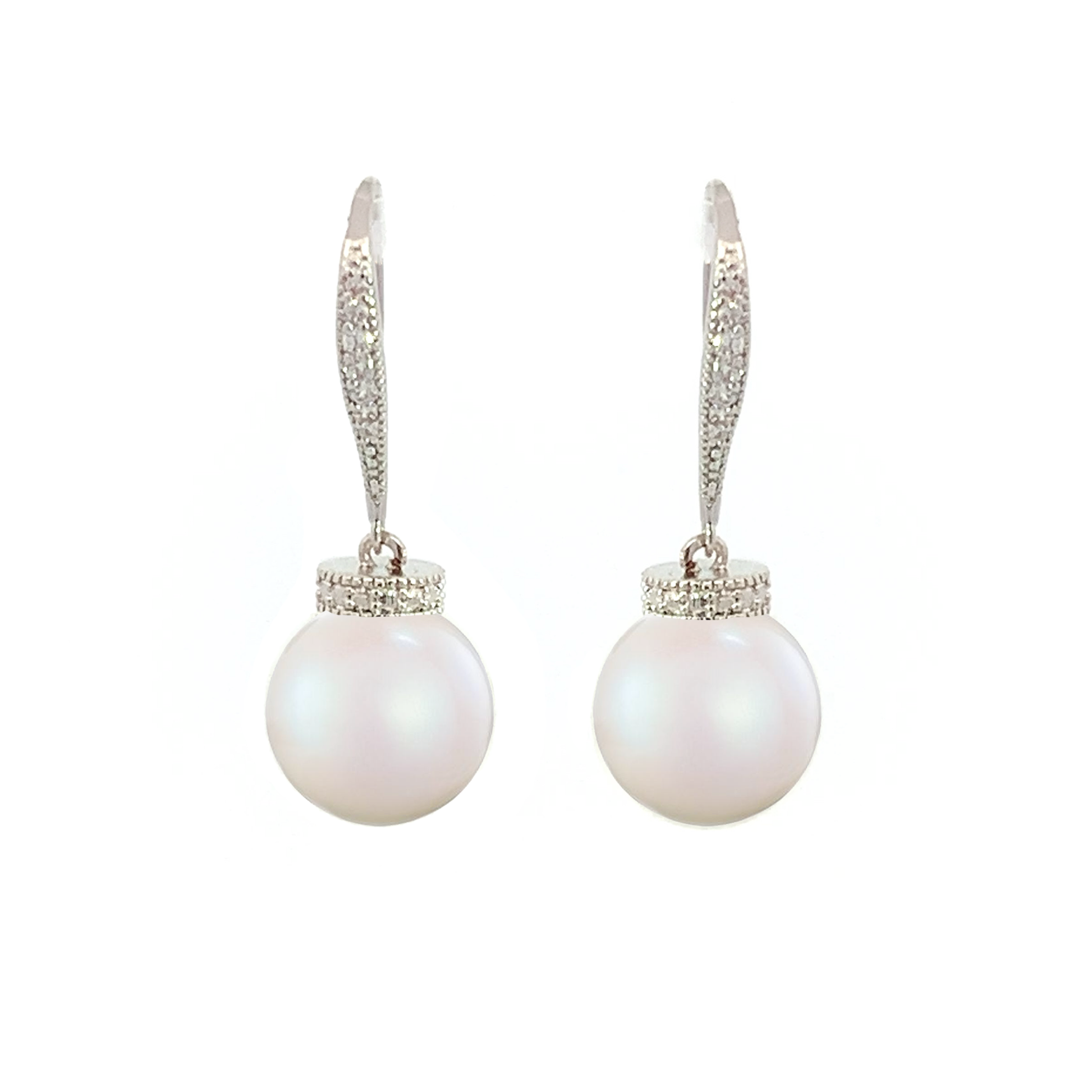 chunky pearl drop earrings silver