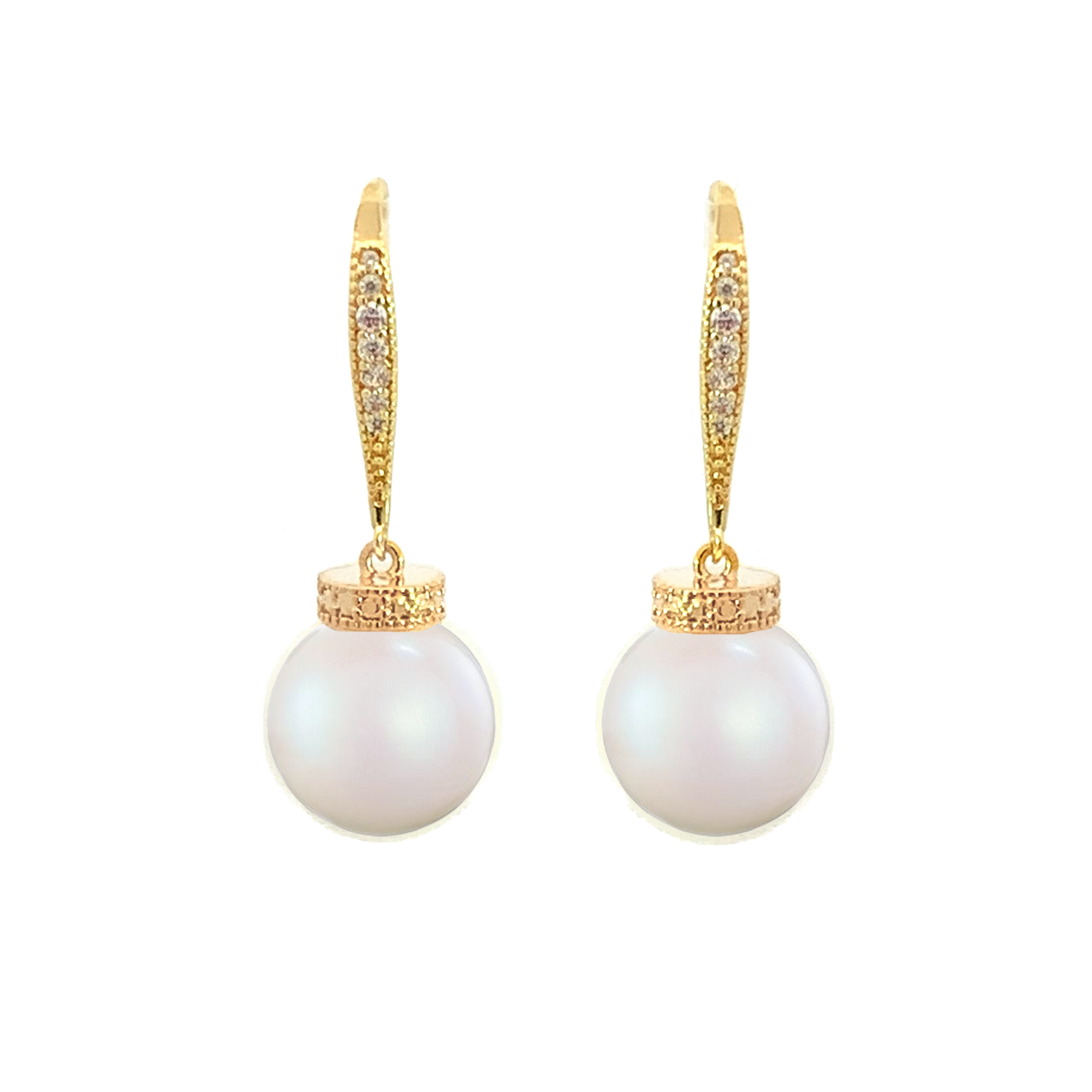 chunky pearl drop earrings gold