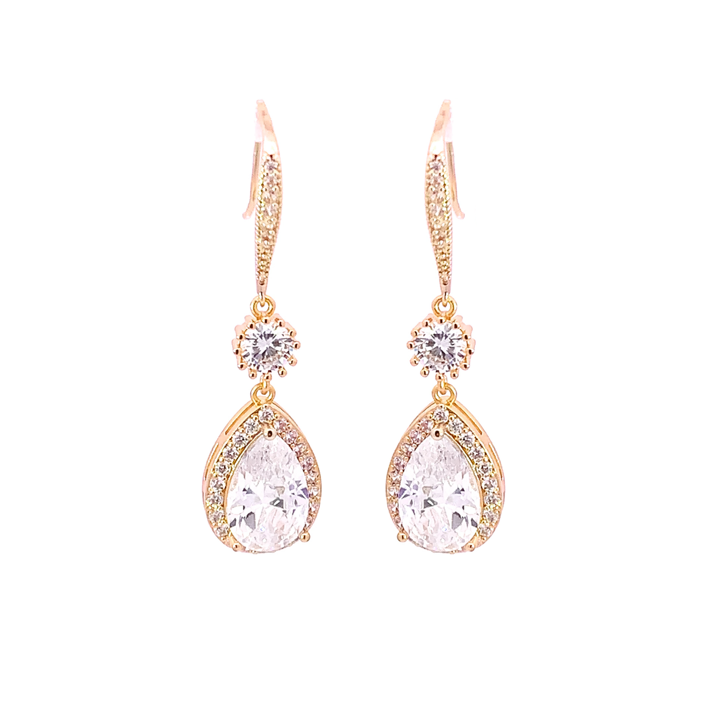 crystal bridal drop earrings gold