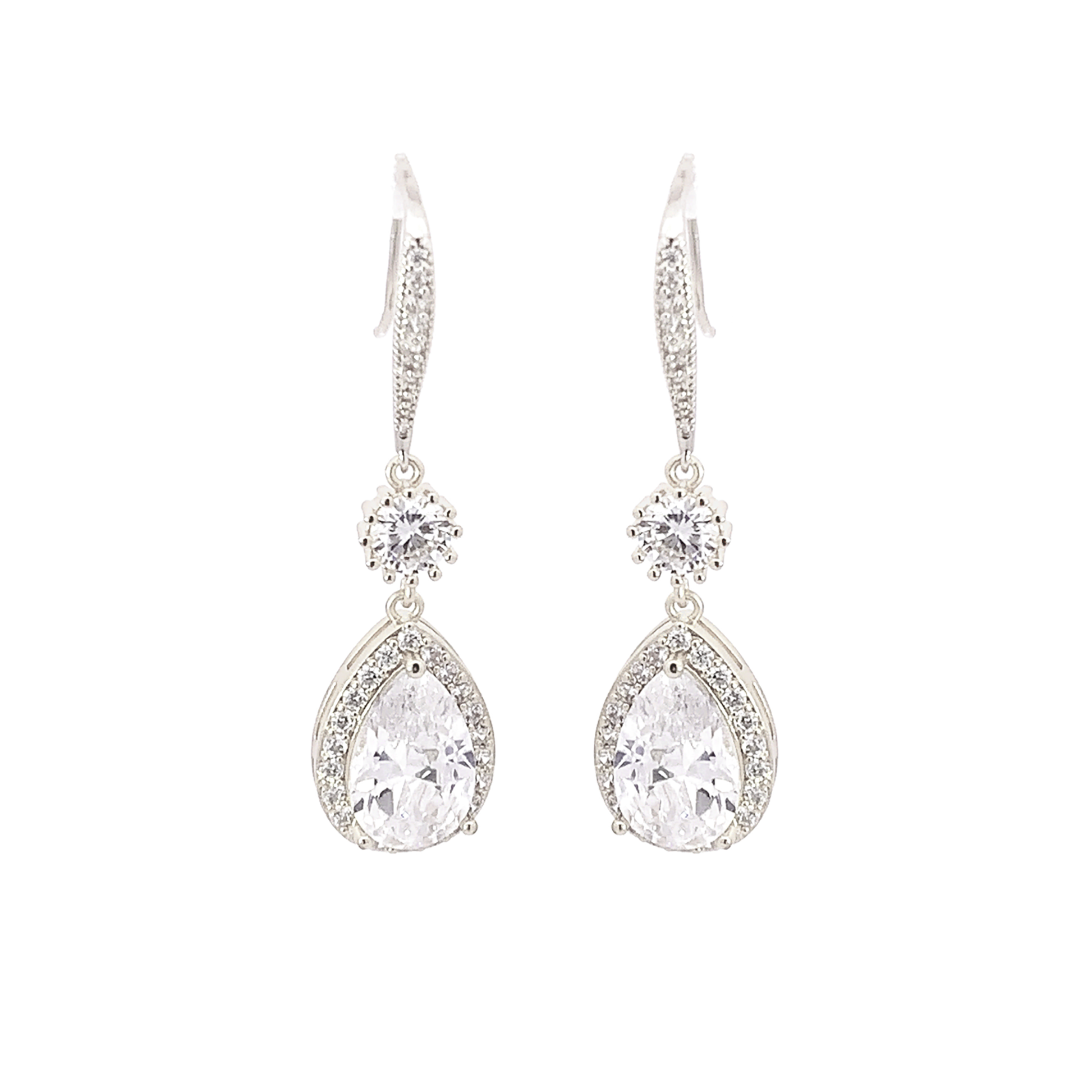 crystal bridal drop earrings silver