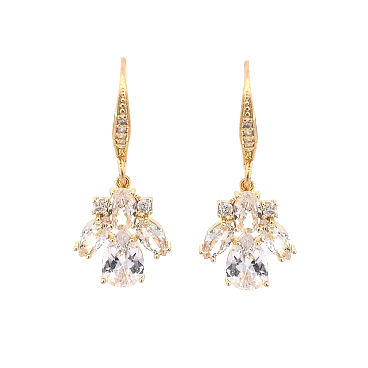 crystal cluster drop earrings gold
