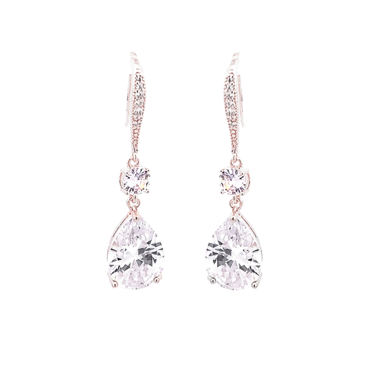 crystal teardrop bridal earrings silver