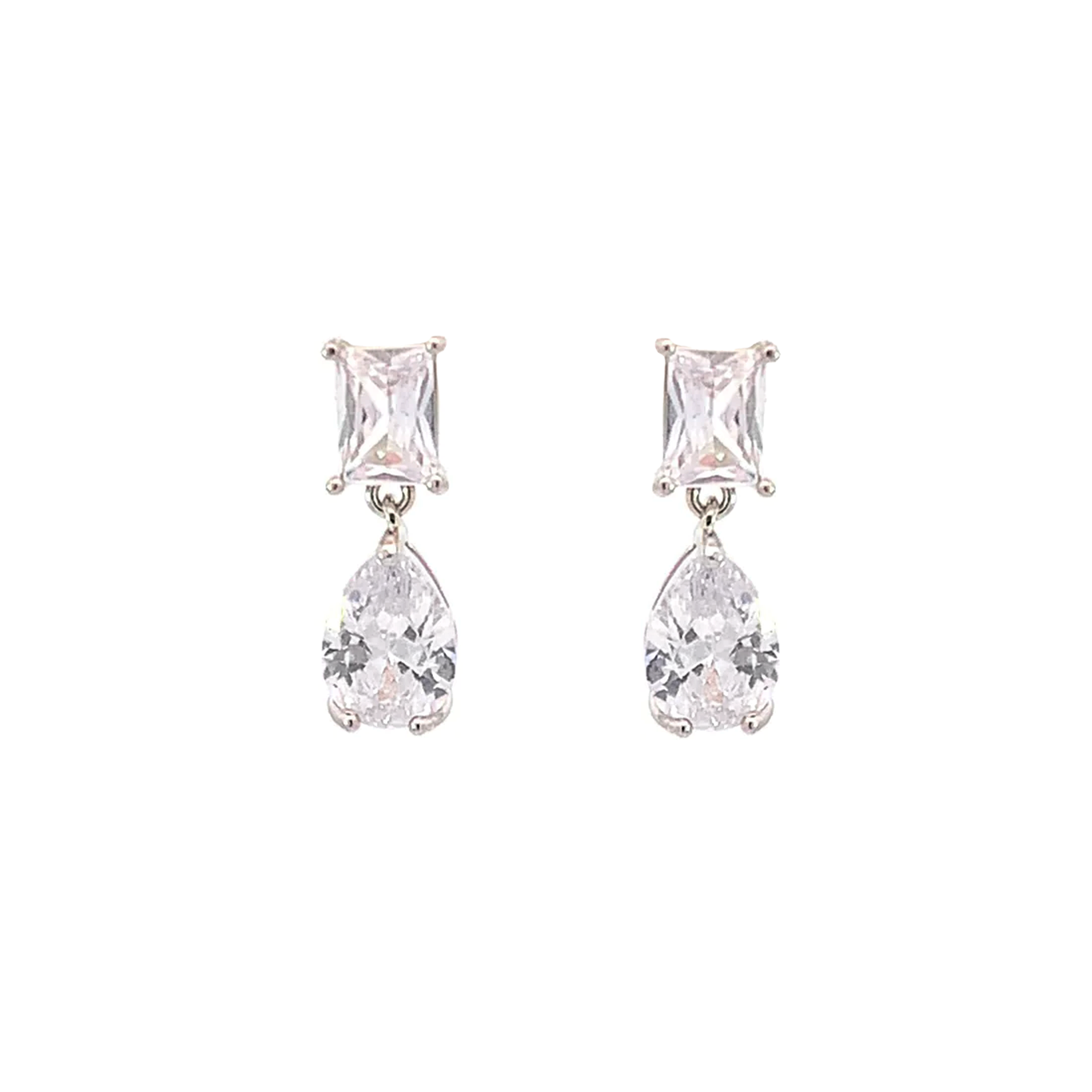 crystal drop bridal earrings silver