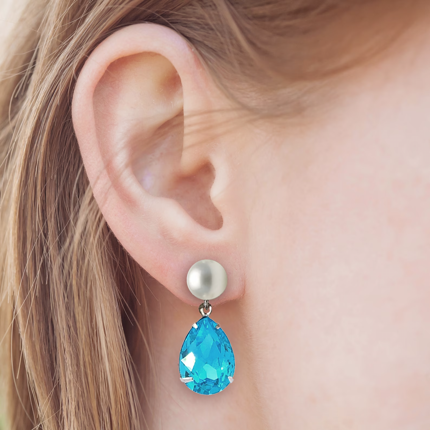 December birthstone pearl earrings silver