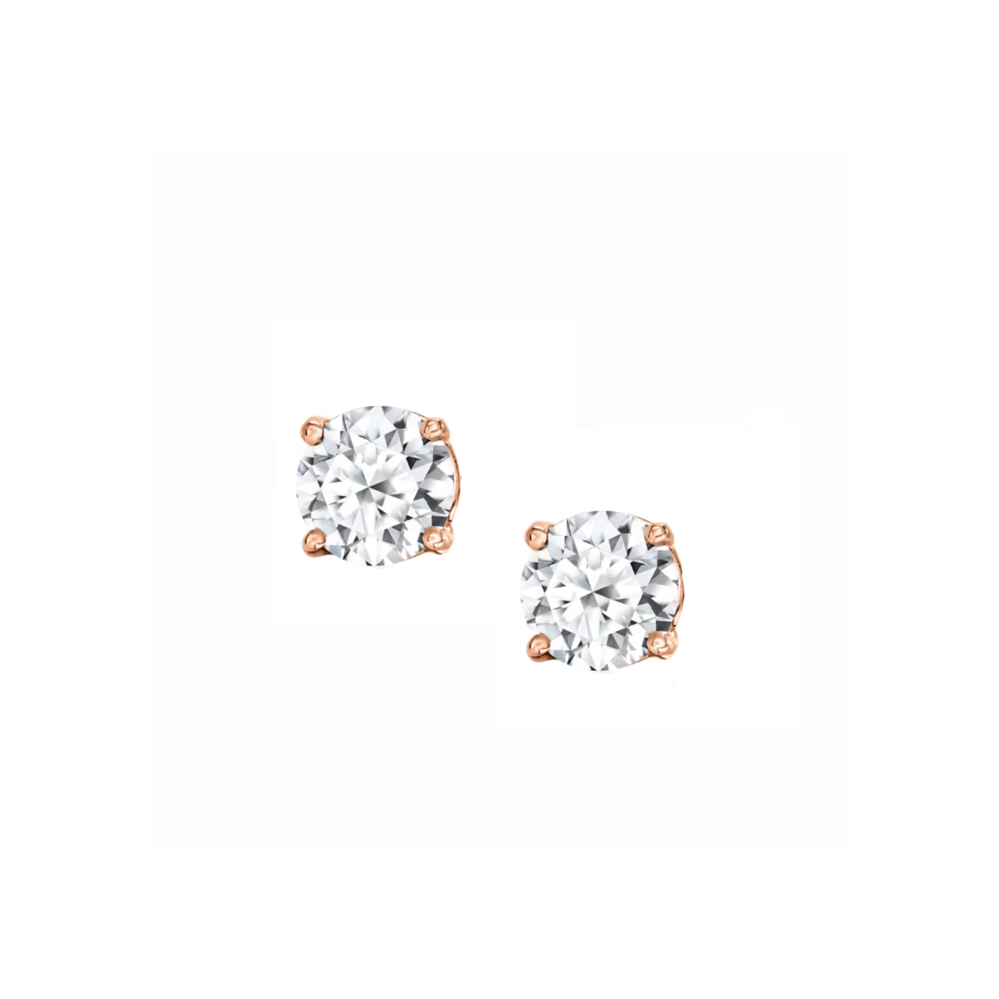 simulated diamond solitaire stud earrings rose gold