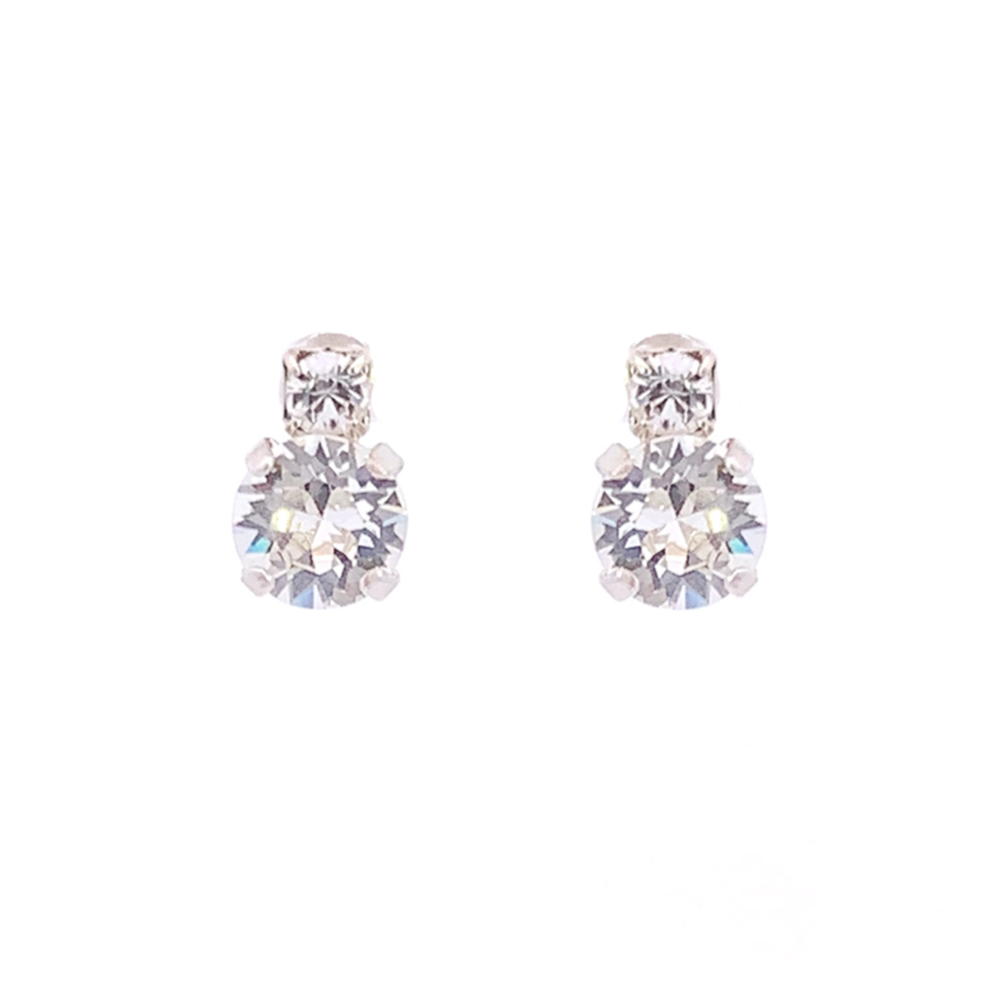 Diamond solitaire stud earrings silver