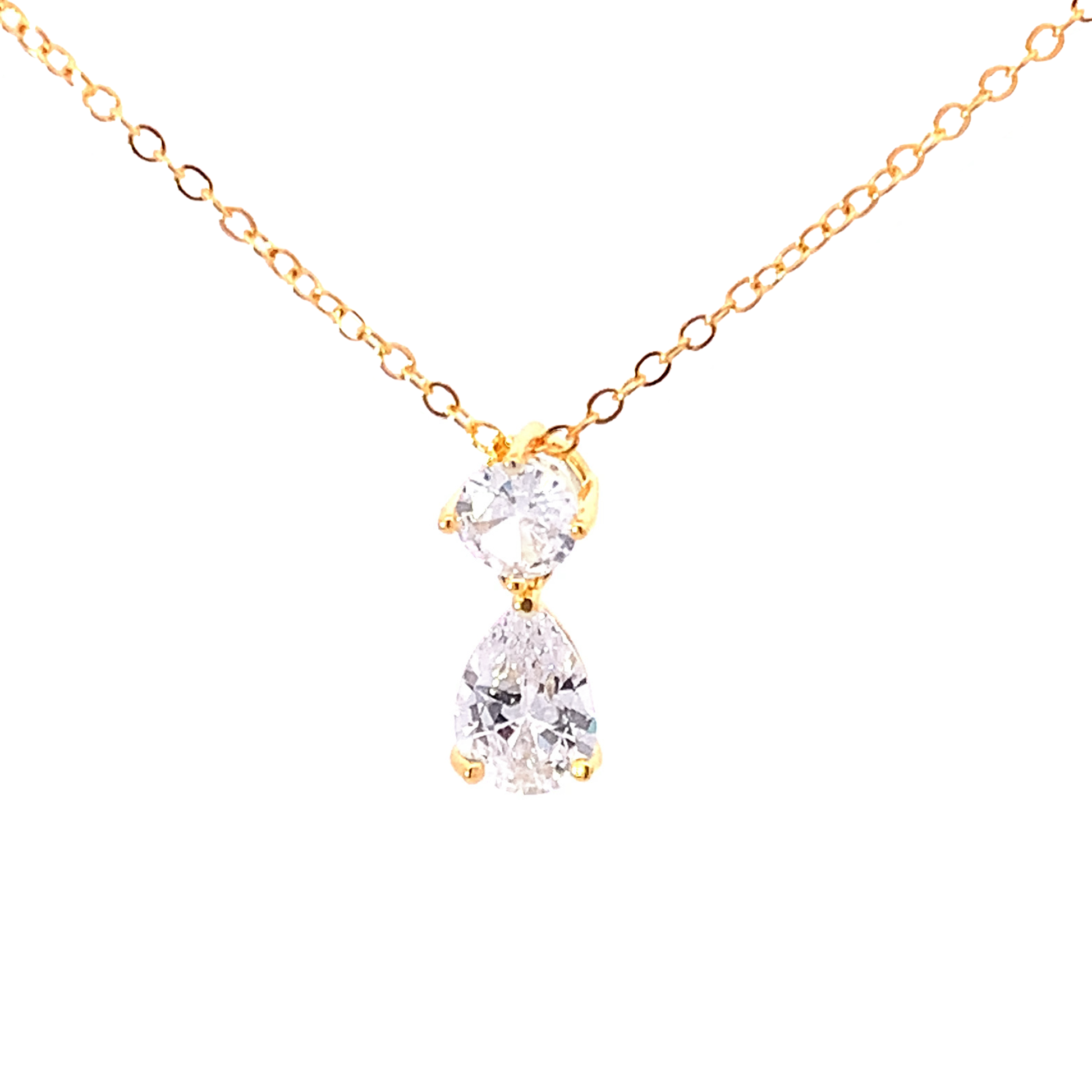 Diamond pear drop necklace gold