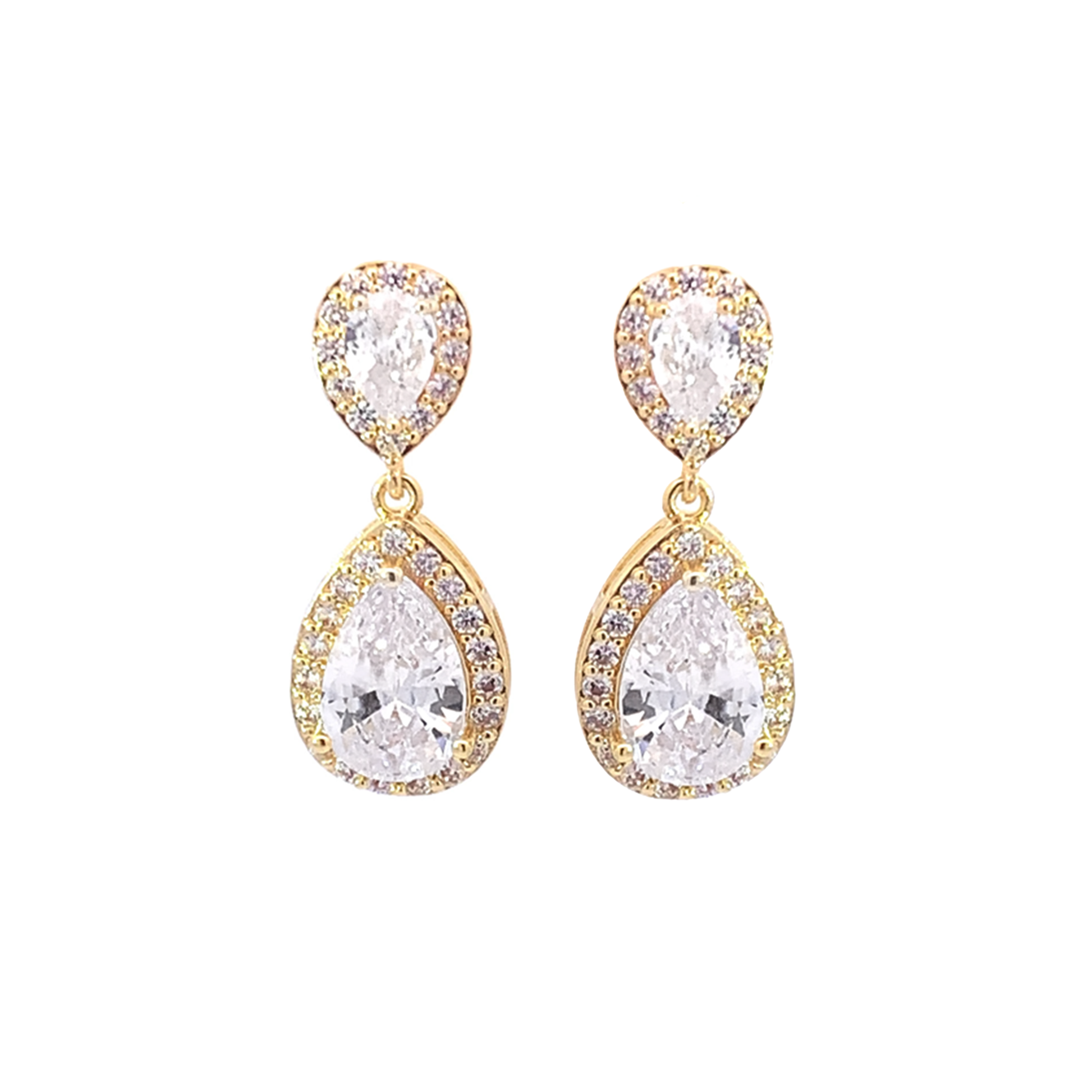 Teardrop wedding earrings in gold