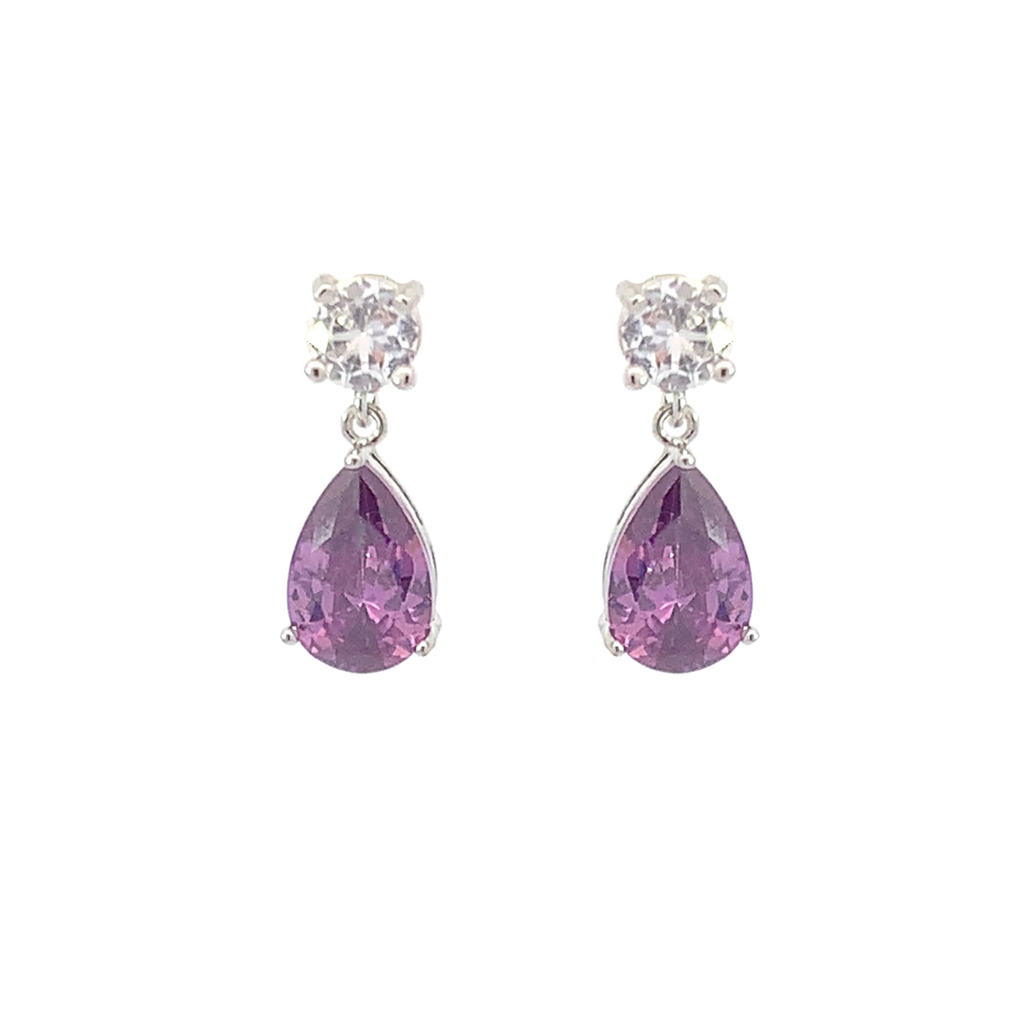 February birthstone crystal stud earrings silver
