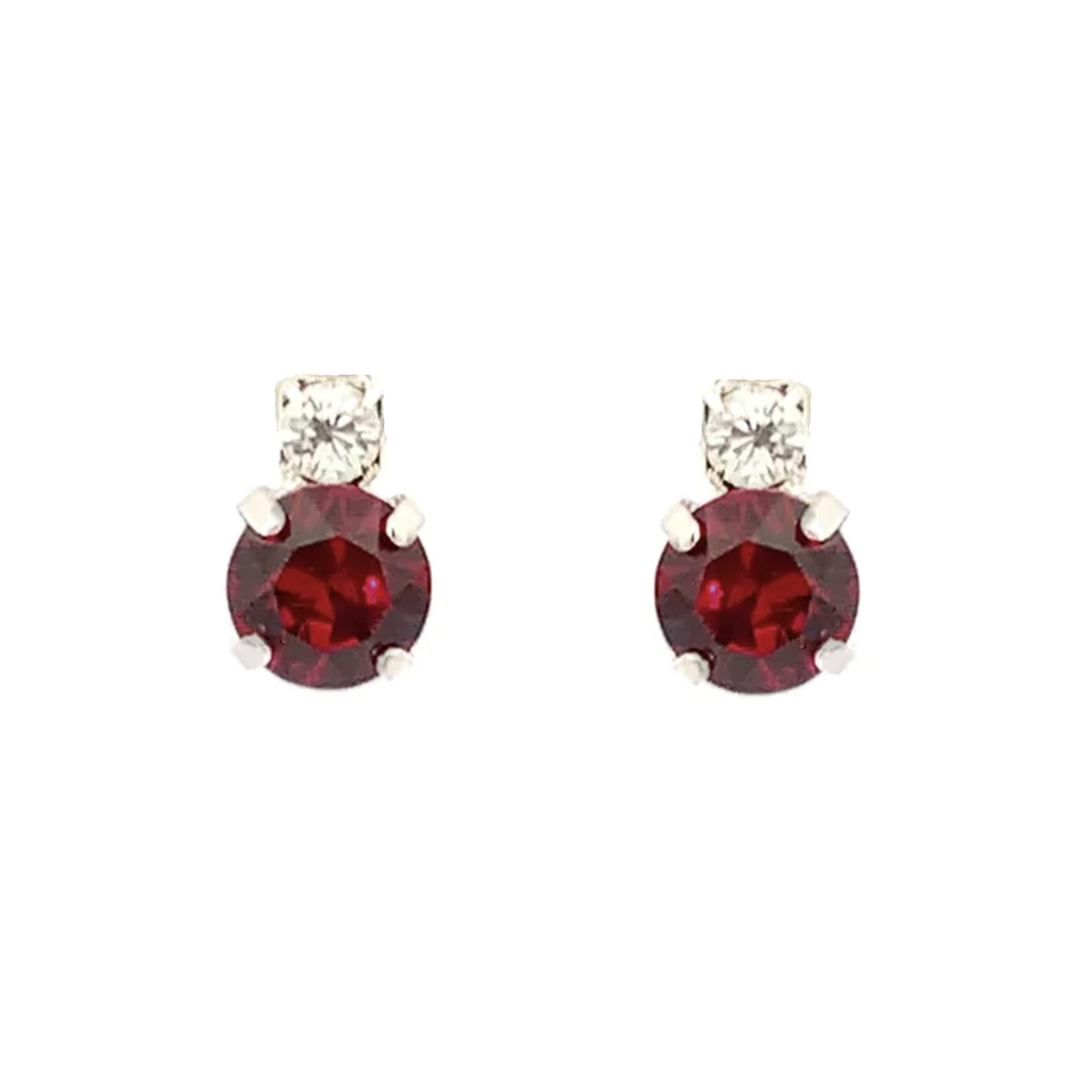 Garnet stud earrings silver