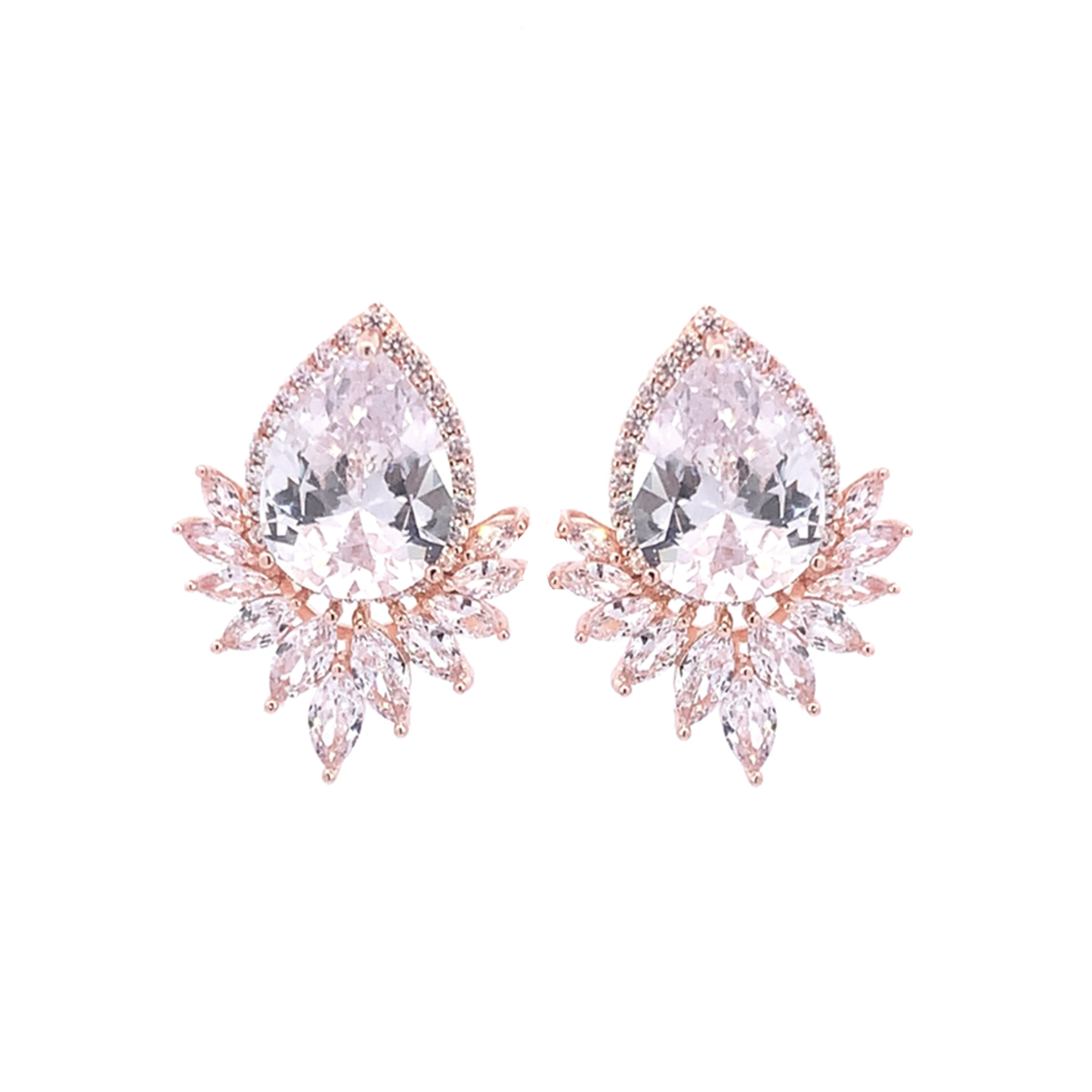 statement bridal earrings in rose gold