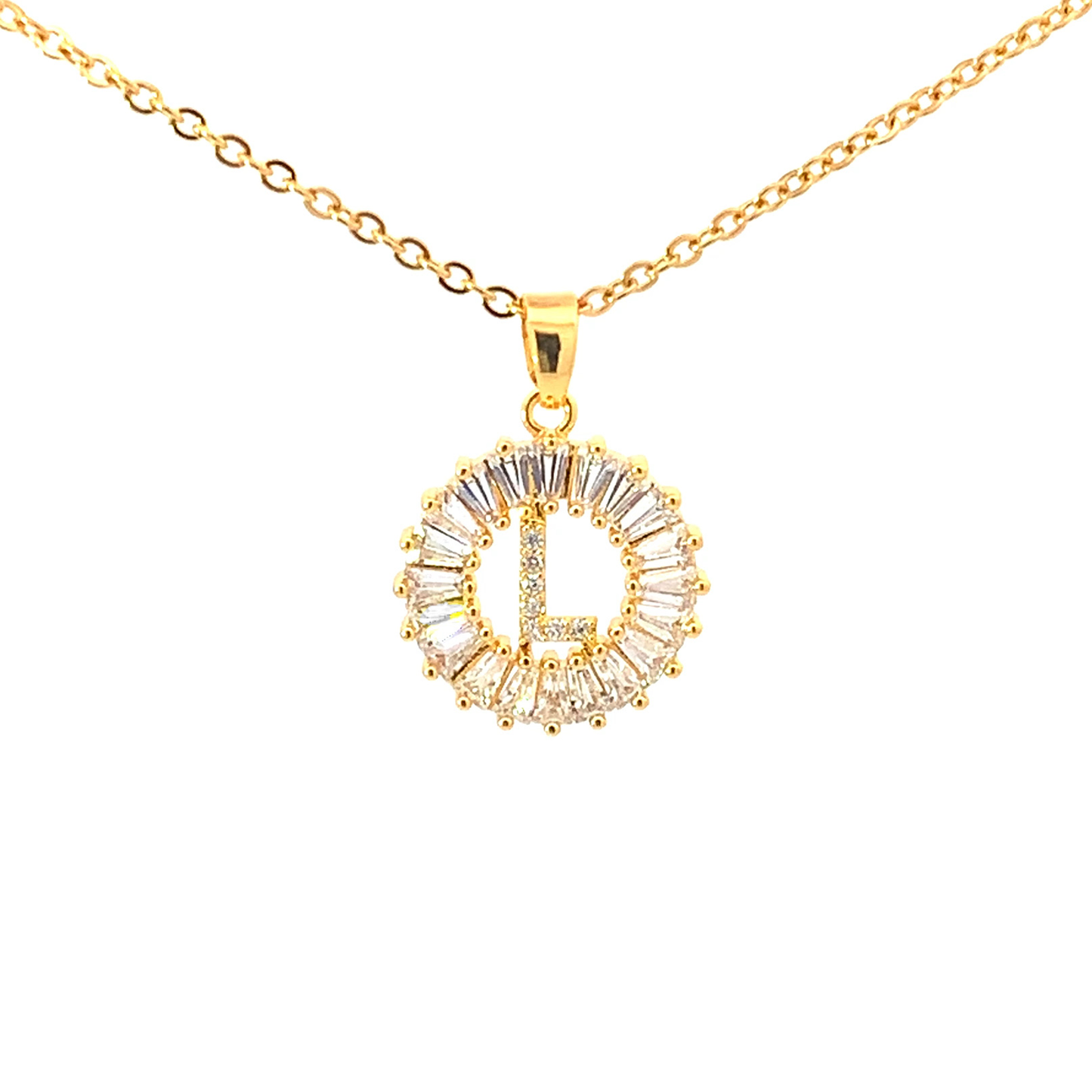 Diamond initial necklace gold