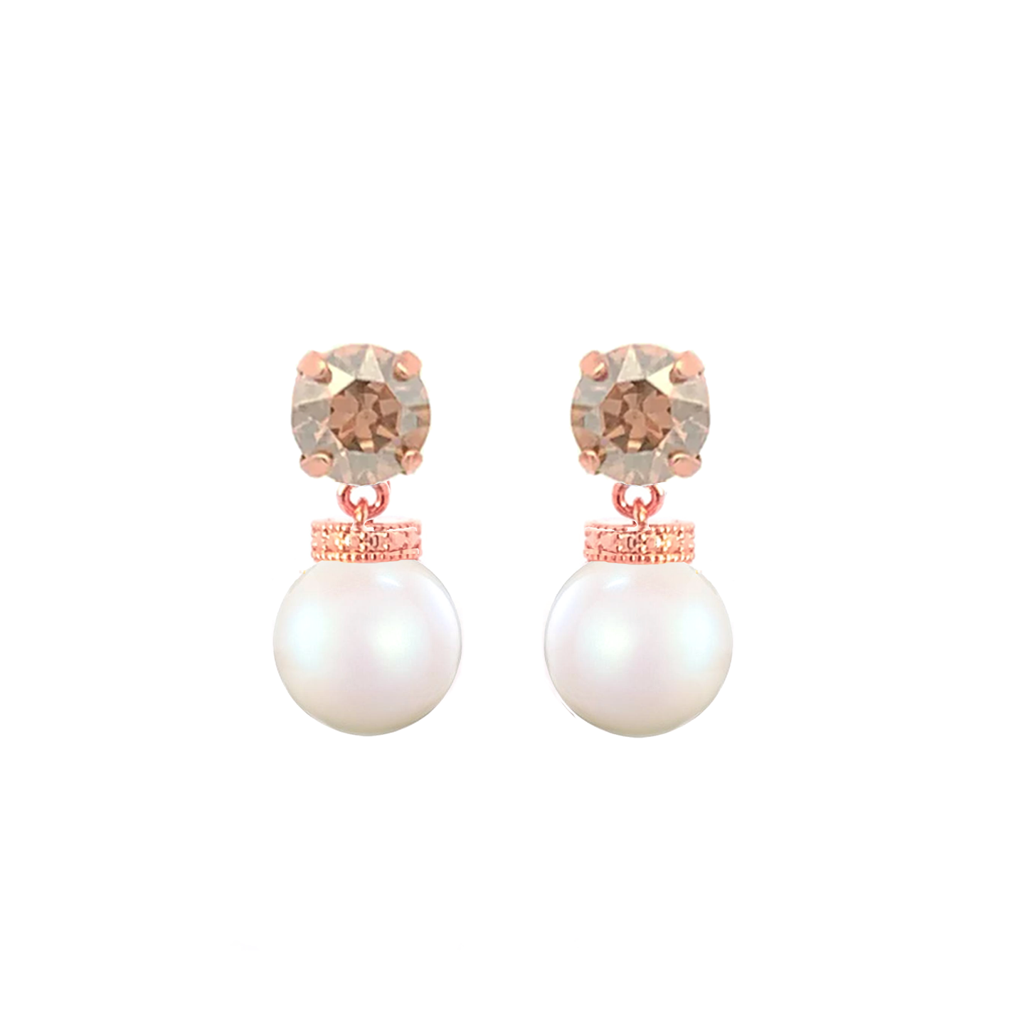 Golden topaz pearl drop earrings rose gold