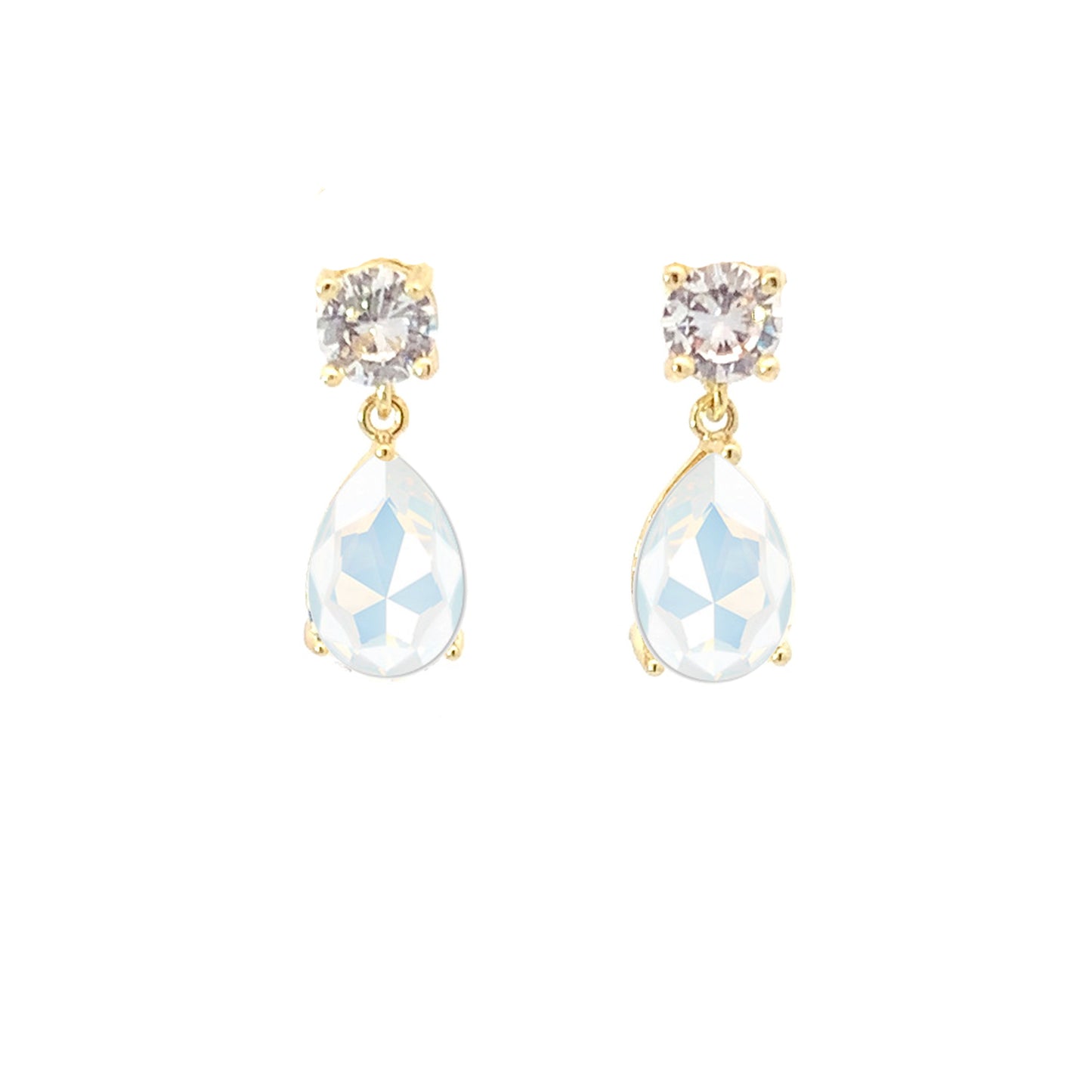 moonstone June birthstone pear cut earrings gold