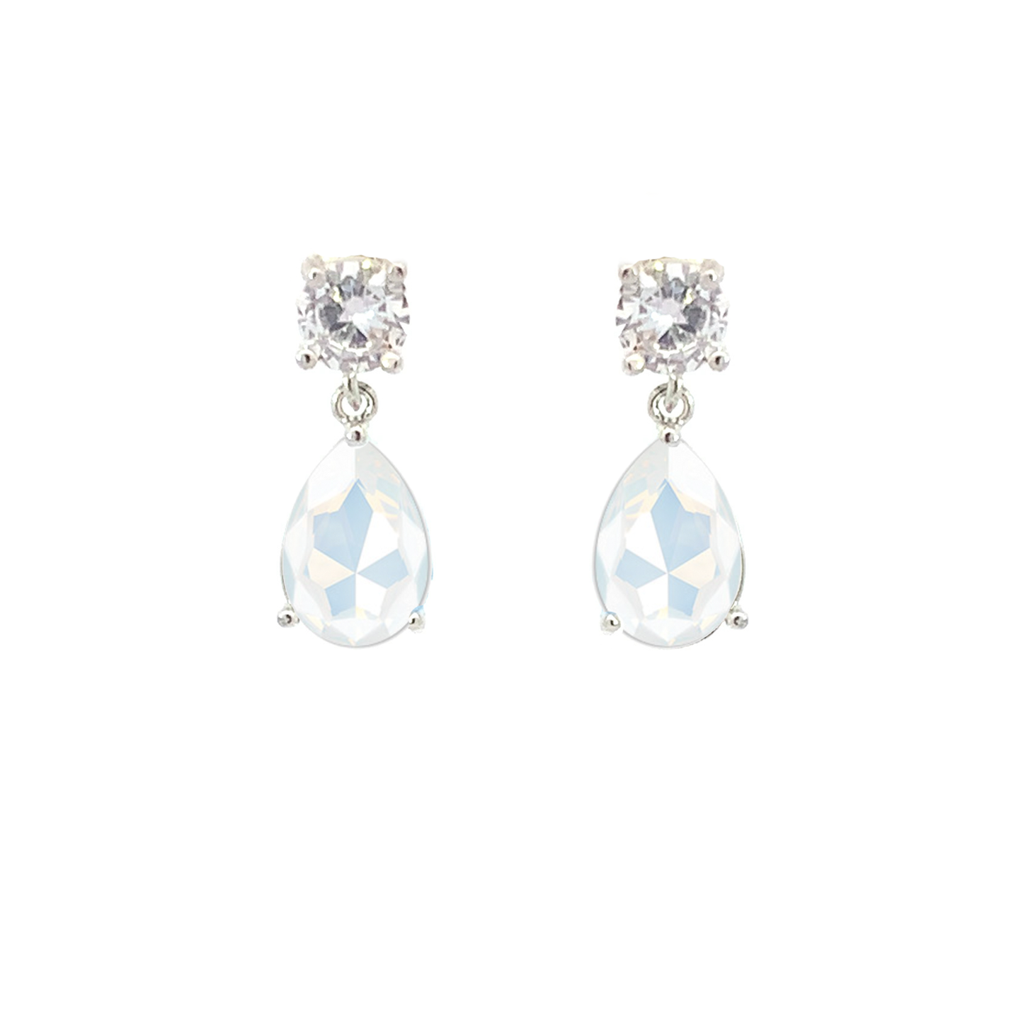 moonstone June birthstone pear cut earrings silver
