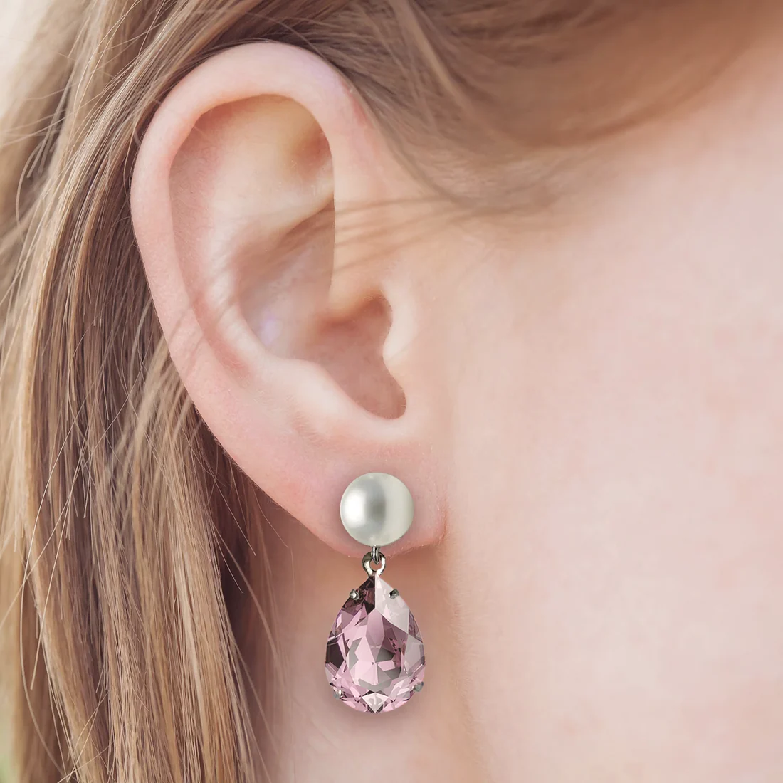 June birthstone pearl earrings silver