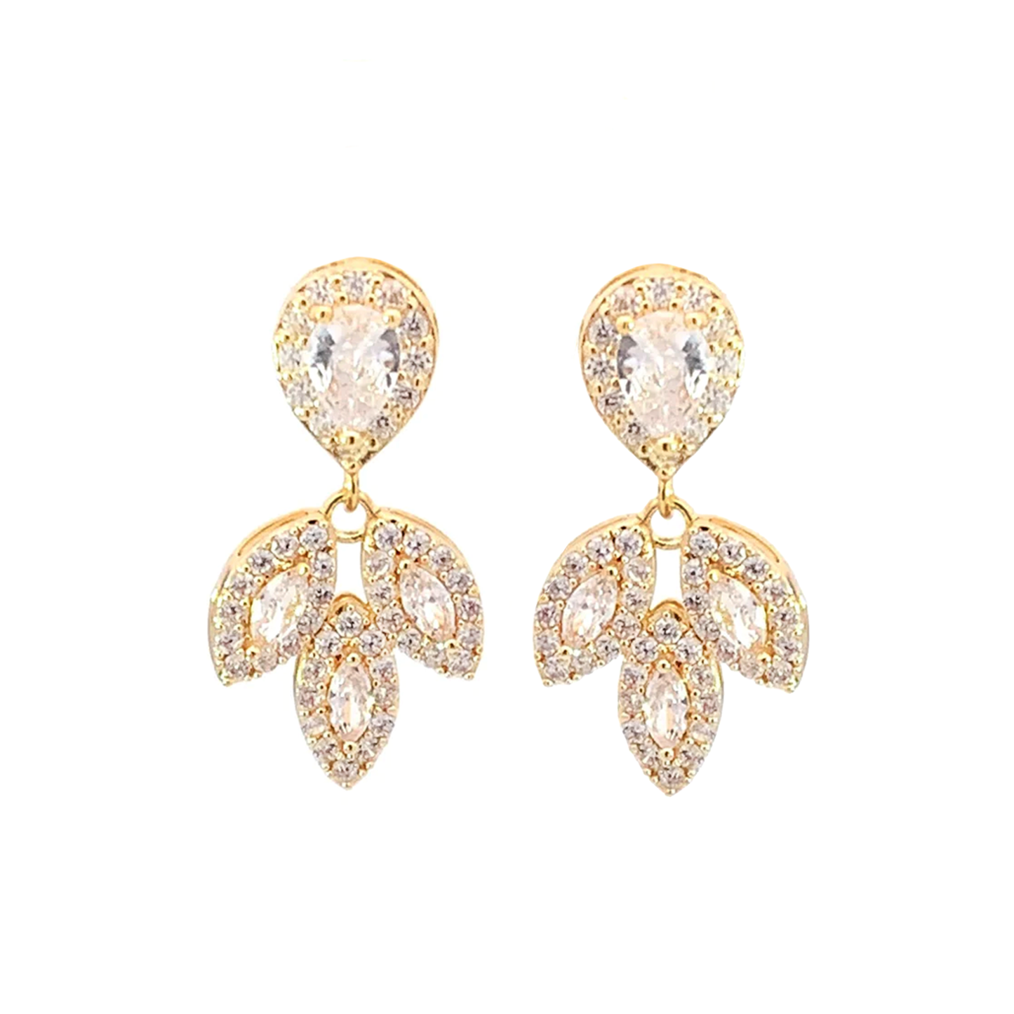 laurel leaf bridal earrings gold