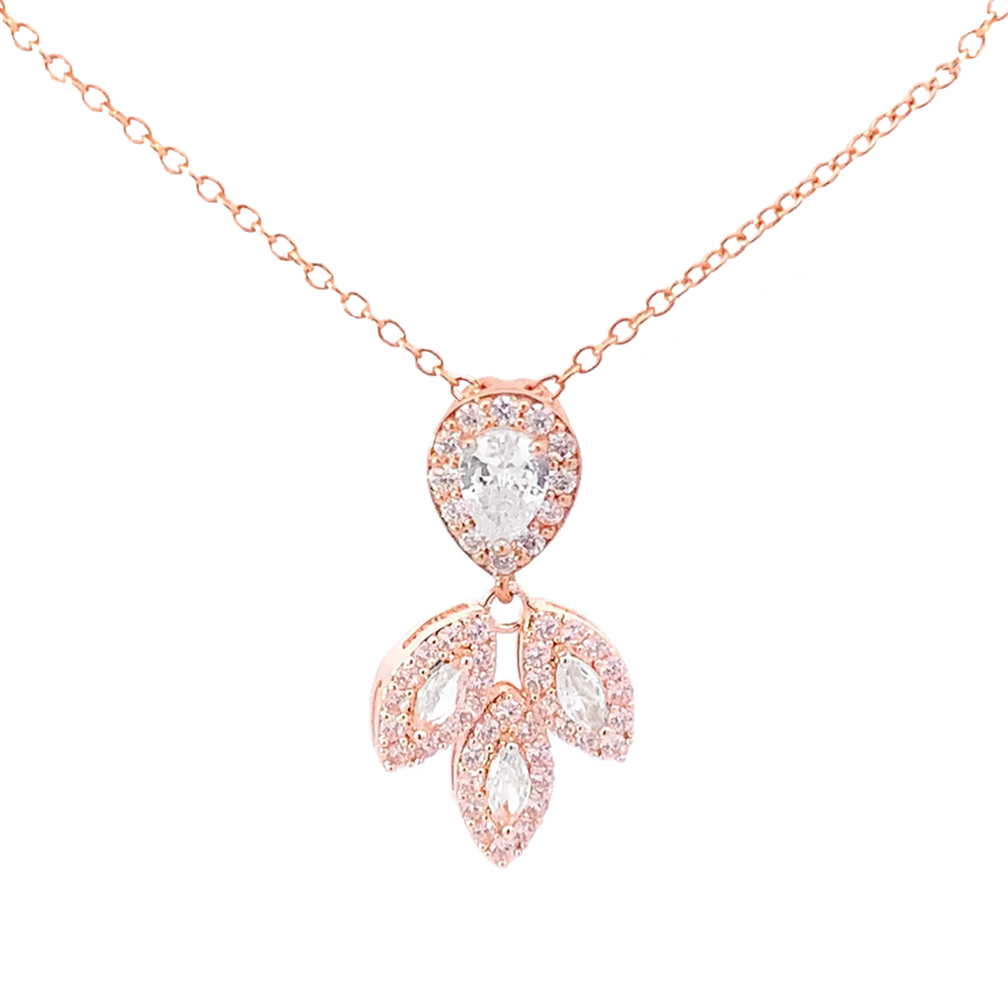 Laurel leaf bridal necklace rose gold