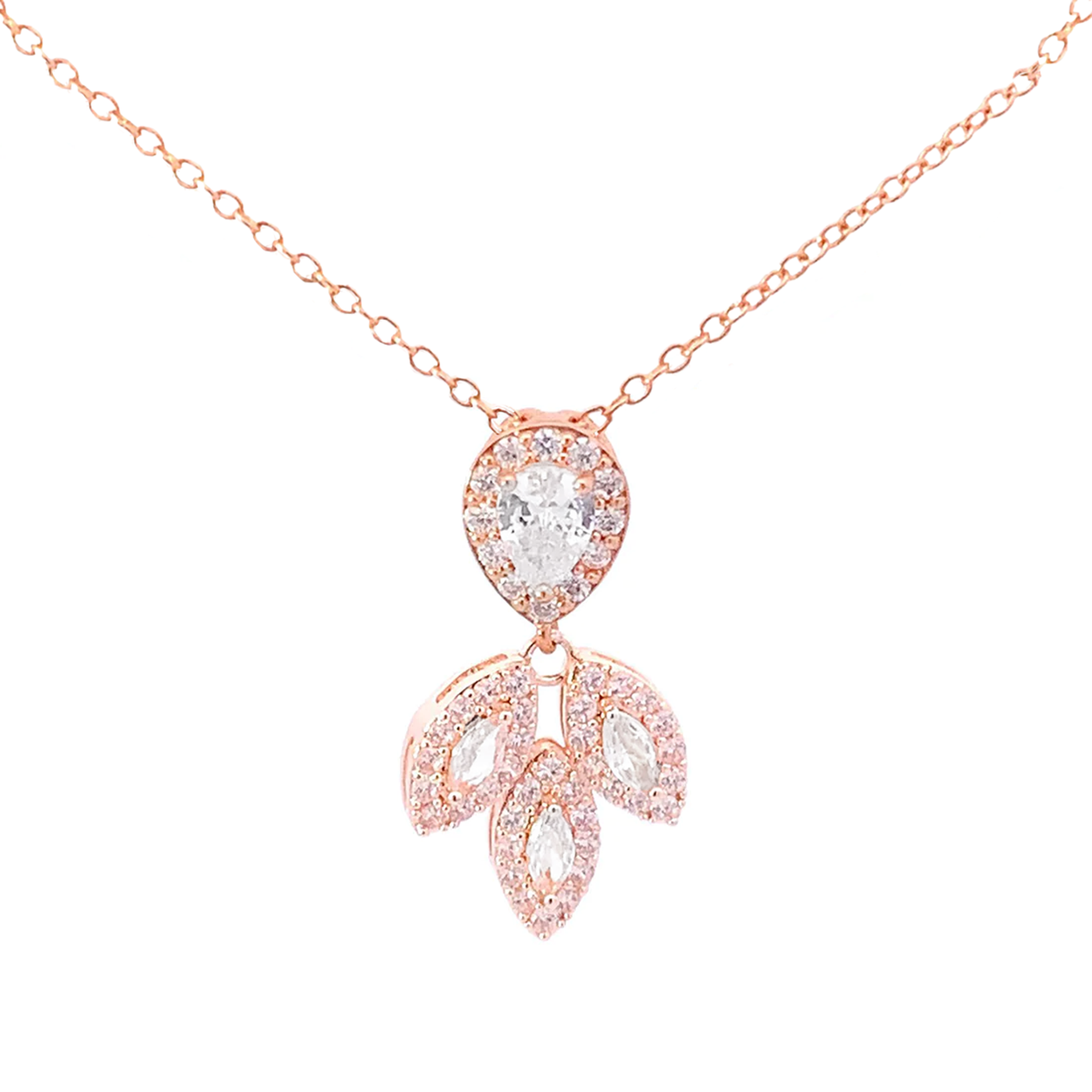 Laurel leaf bridal necklace rose gold