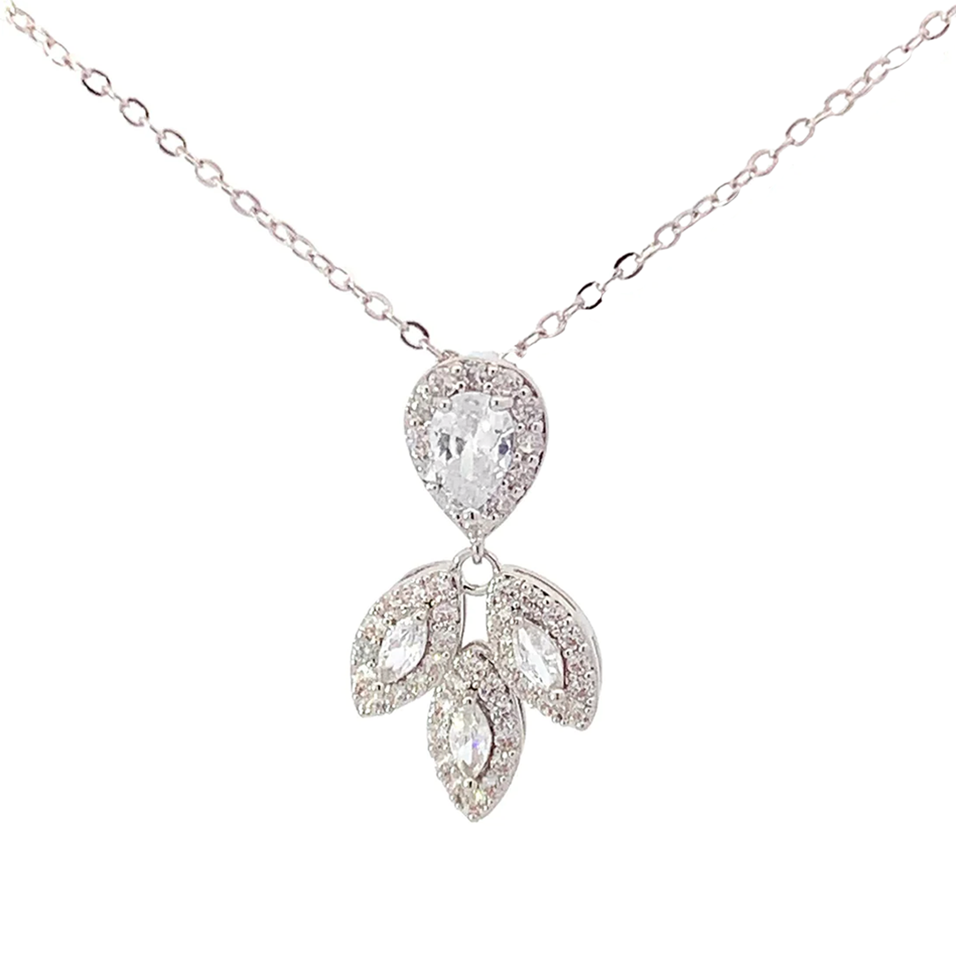 Laurel leaf bridal necklace silver