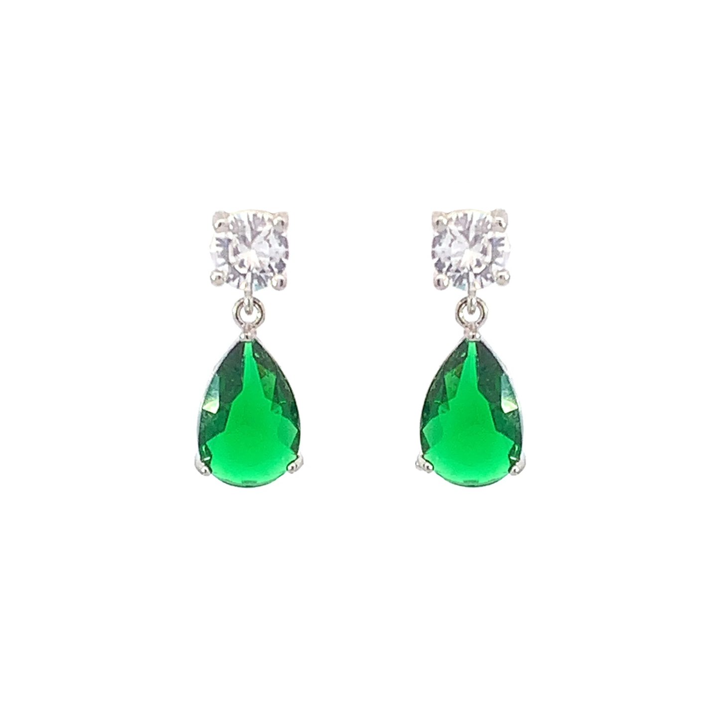 May birthstone crystal drop earrings silver