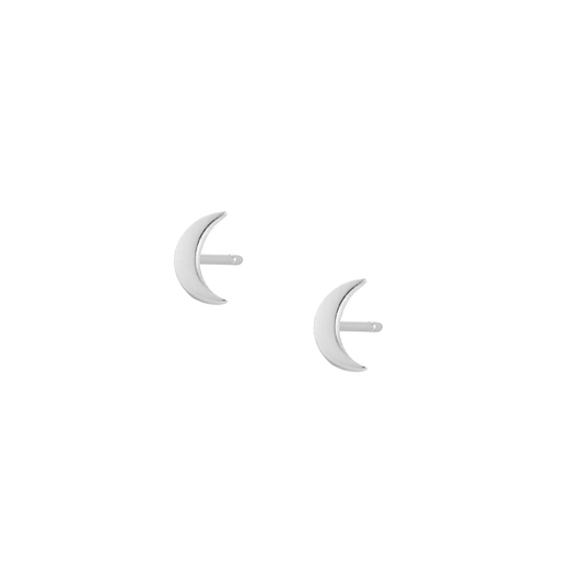 moon stud earrings silver