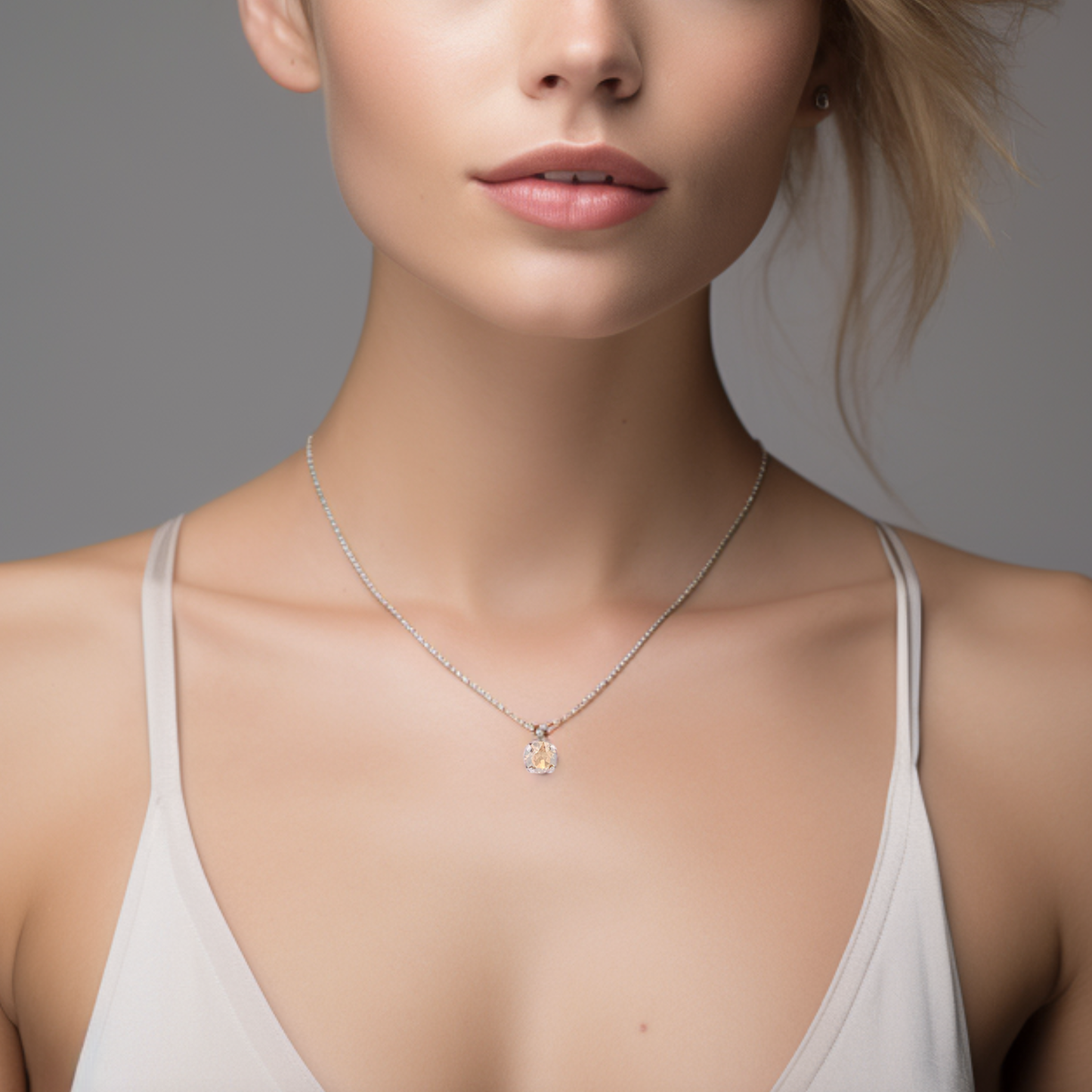 golden topaz crystal solitaire necklace silver
