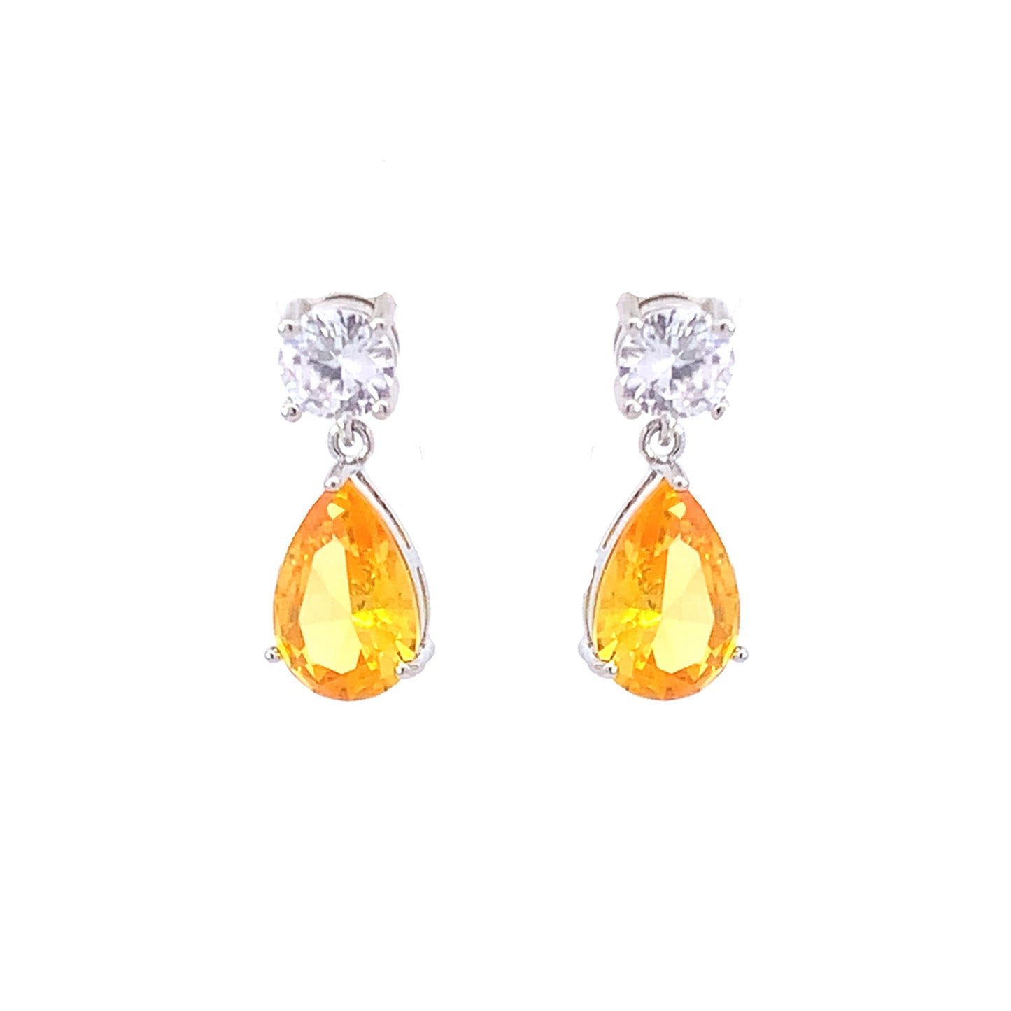 November birthstone pear drop earrings silver