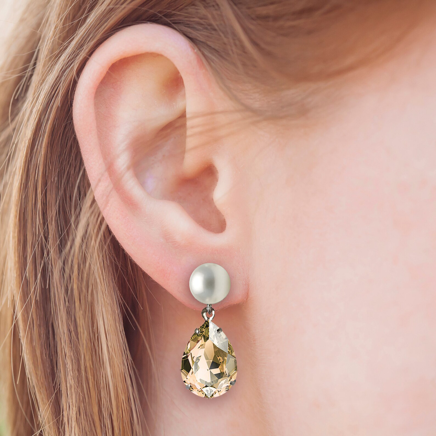 November birthstone pearl earrings silver