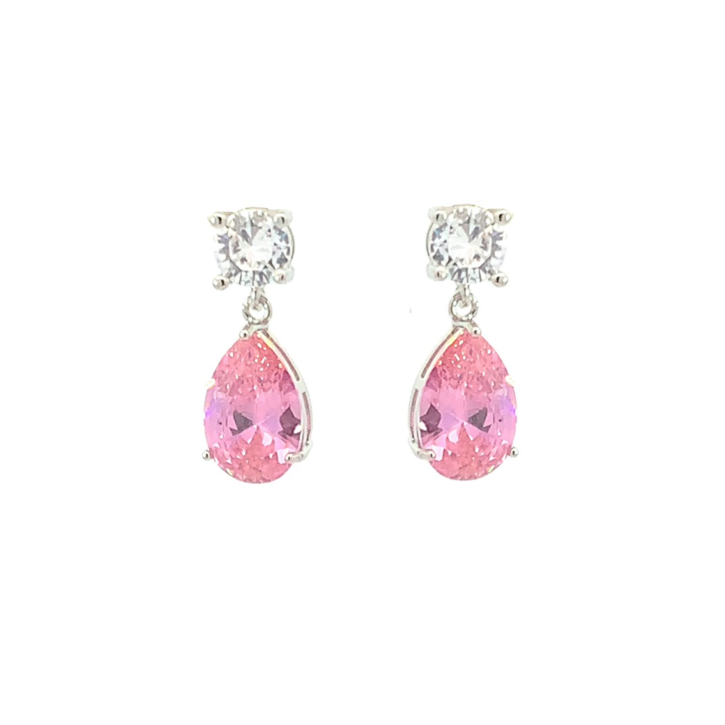 October birthstone pear drop earrings silver