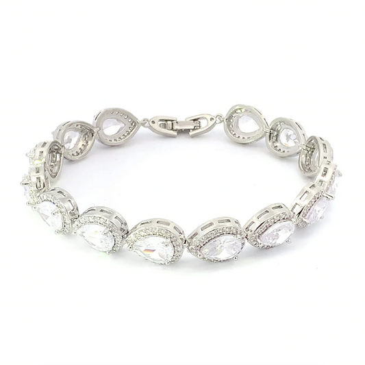 pear shaped bridal bracelet silver