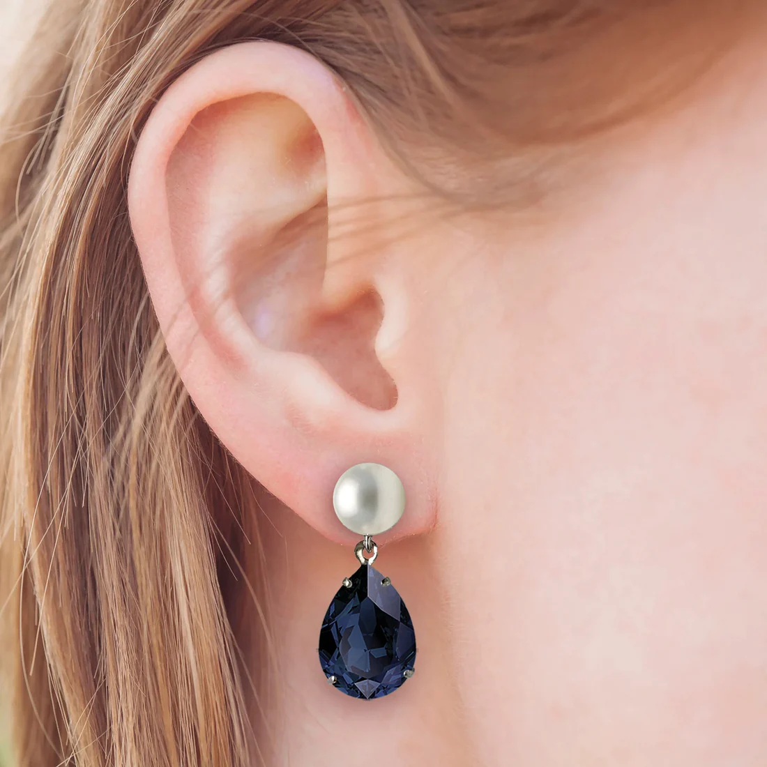 September birthstone pearl earrings silver