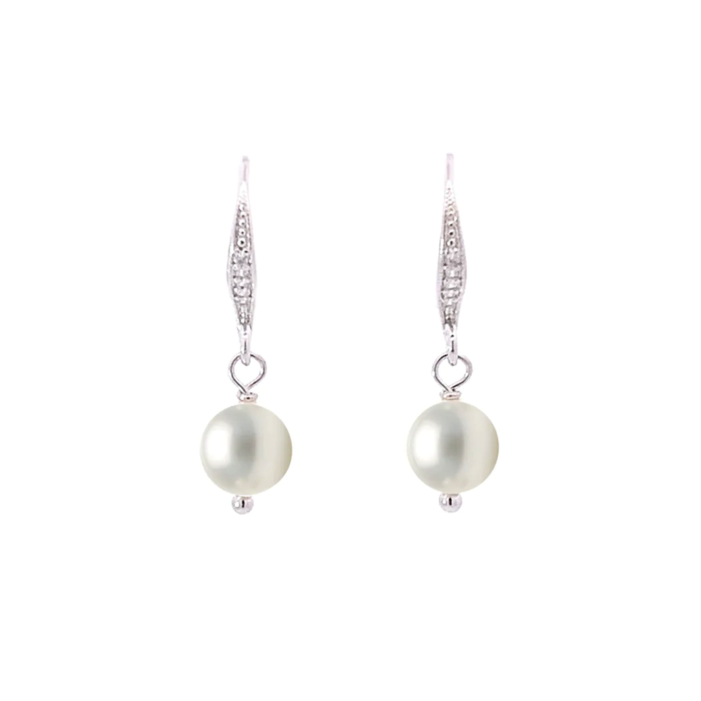 simple pearl drop earrings silver
