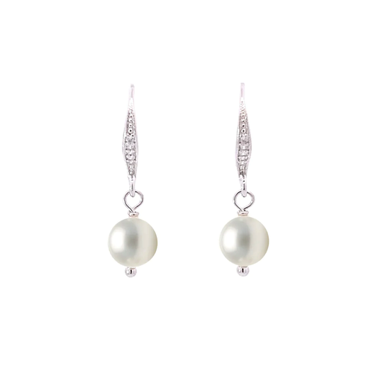 simple pearl drop earrings silver