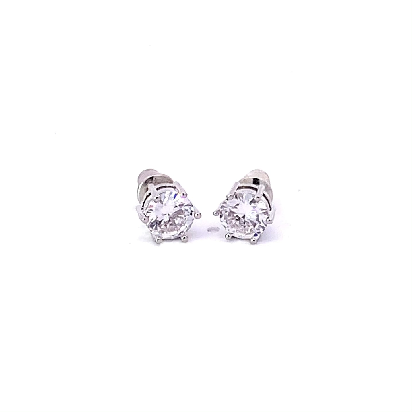 simulated diamond solitaire stud earrings silver