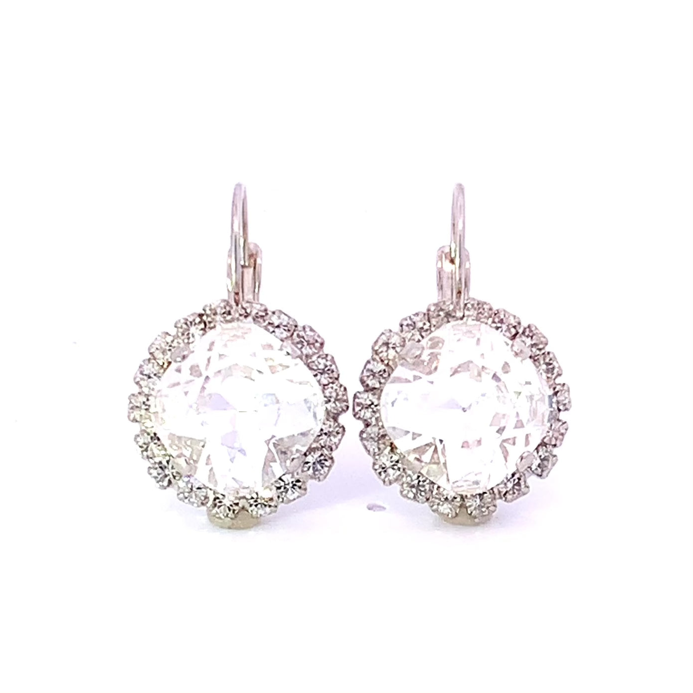 cushion cut wedding earrings in silver