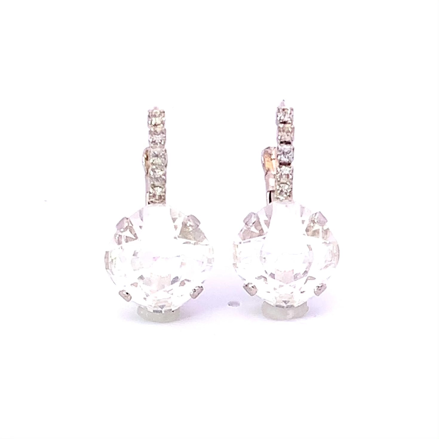 statement cushion cut bridal earrings silver