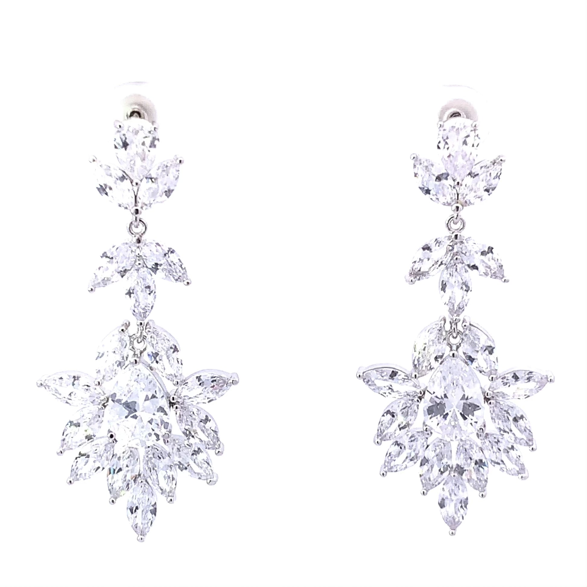 statement chandelier wedding earrings silver